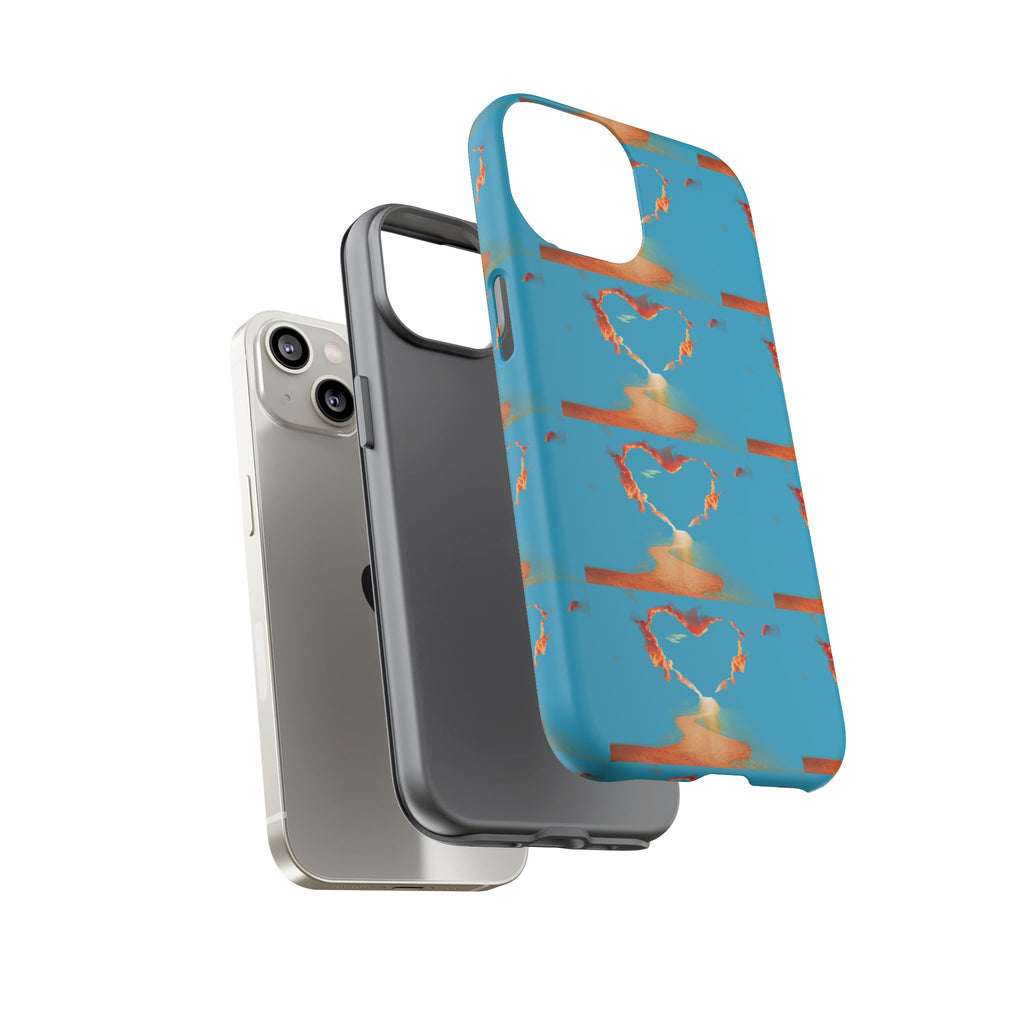 Heart Flame Tough Phone Case — Blue Sunset Protective Cover