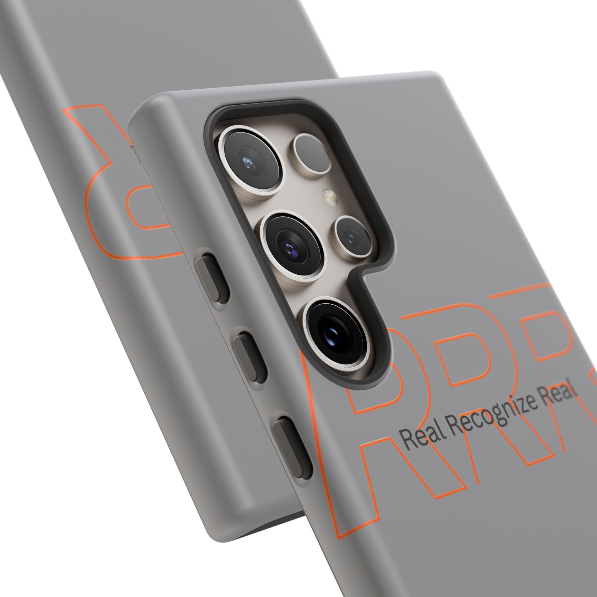 Tough Cases — 'Real Recognize Real' Protective Phone Case (Gray, Retro Outline Design)