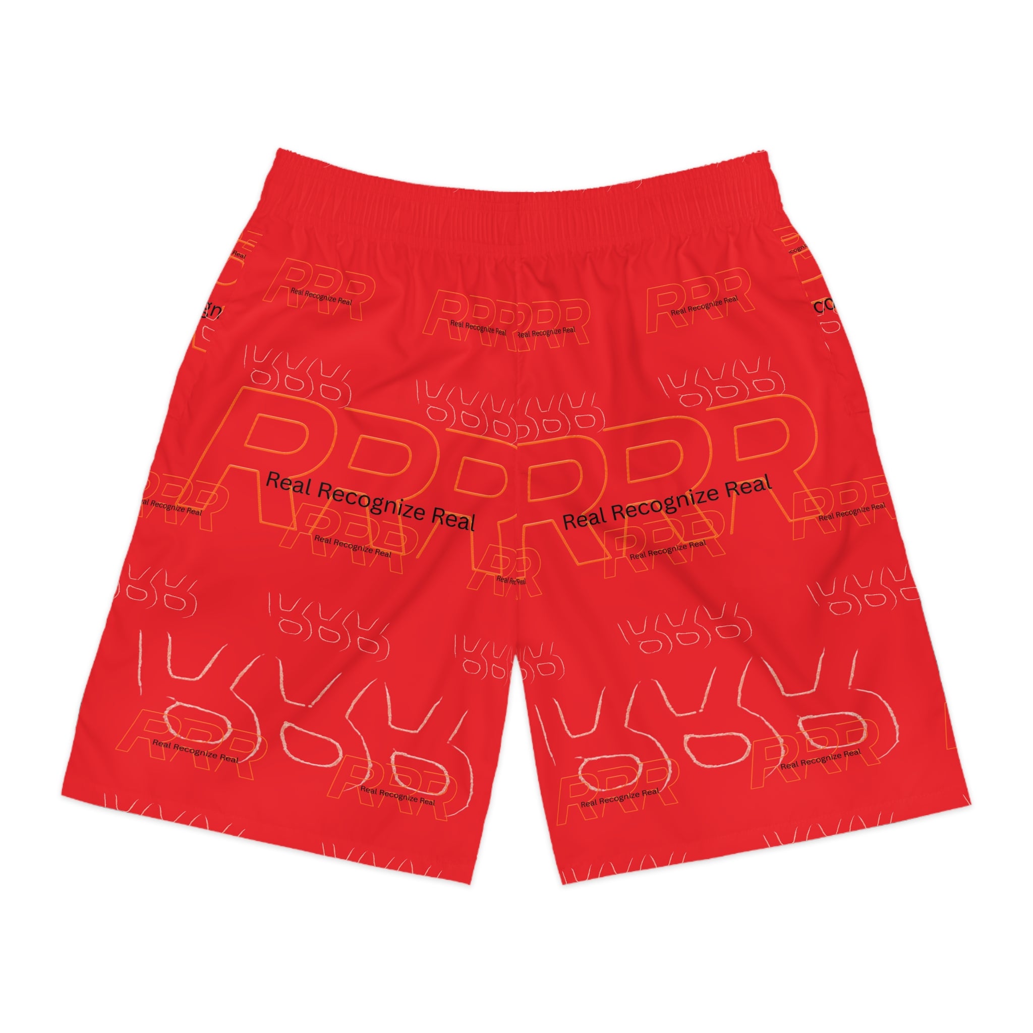 Red 'Real Recognize Real' Men's Jogger Shorts - Athletic Streetwear