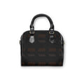 Leather Shoulder Handbag — Black Monogram Tote with Double Handles