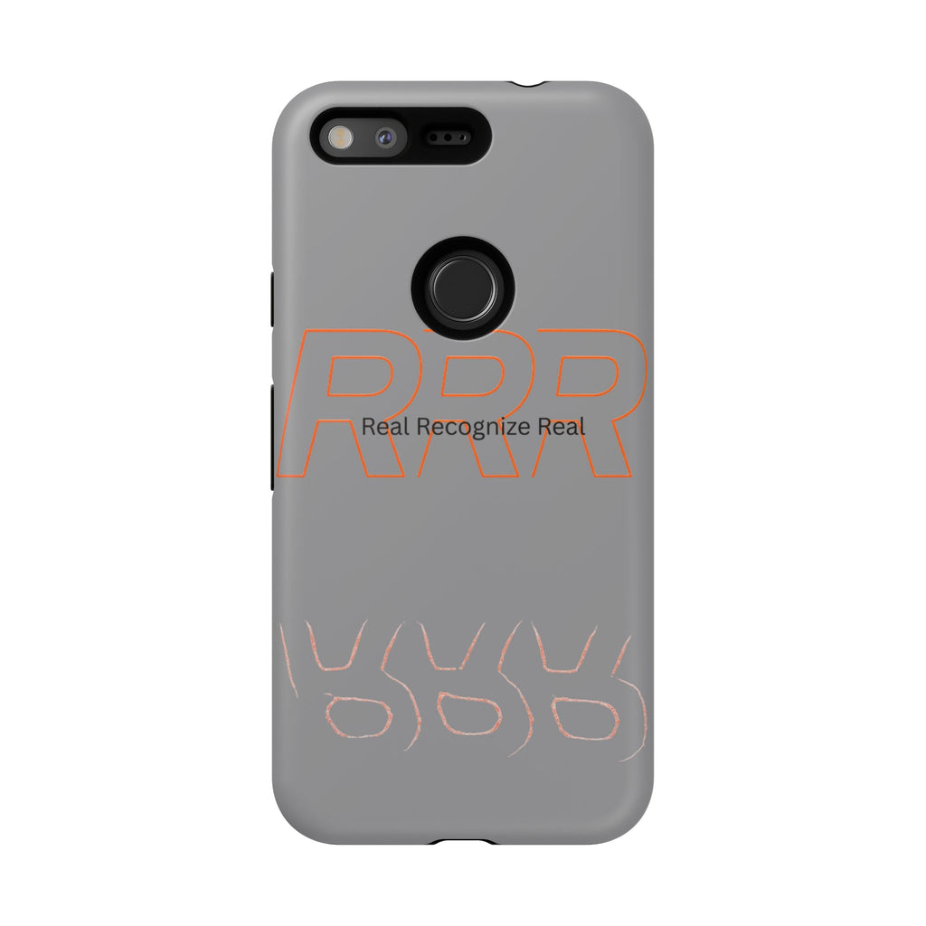 Tough Cases — 'Real Recognize Real' Protective Phone Case (Gray, Retro Outline Design)