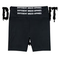 Workout Shorts — Black All-Over “Different Breed Apparel” Repeat Logo