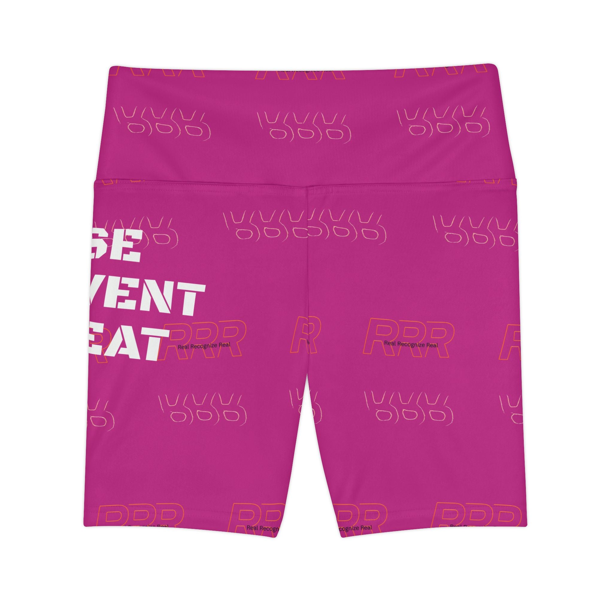 Rise. Reinvent. Repeat. Women's Workout Shorts — High-Waist AOP Fitness Biker Shorts