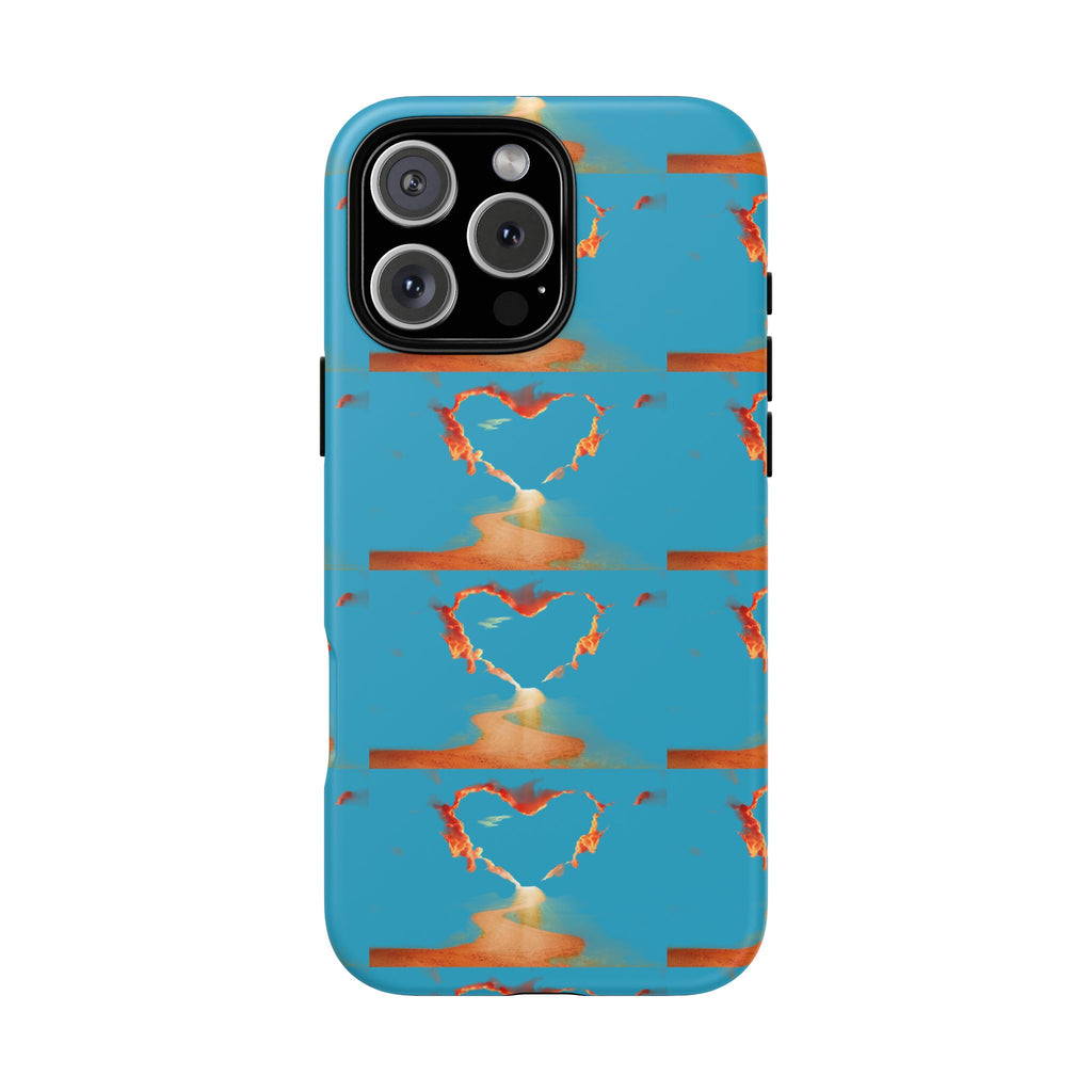 Heart Flame Tough Phone Case — Blue Sunset Protective Cover