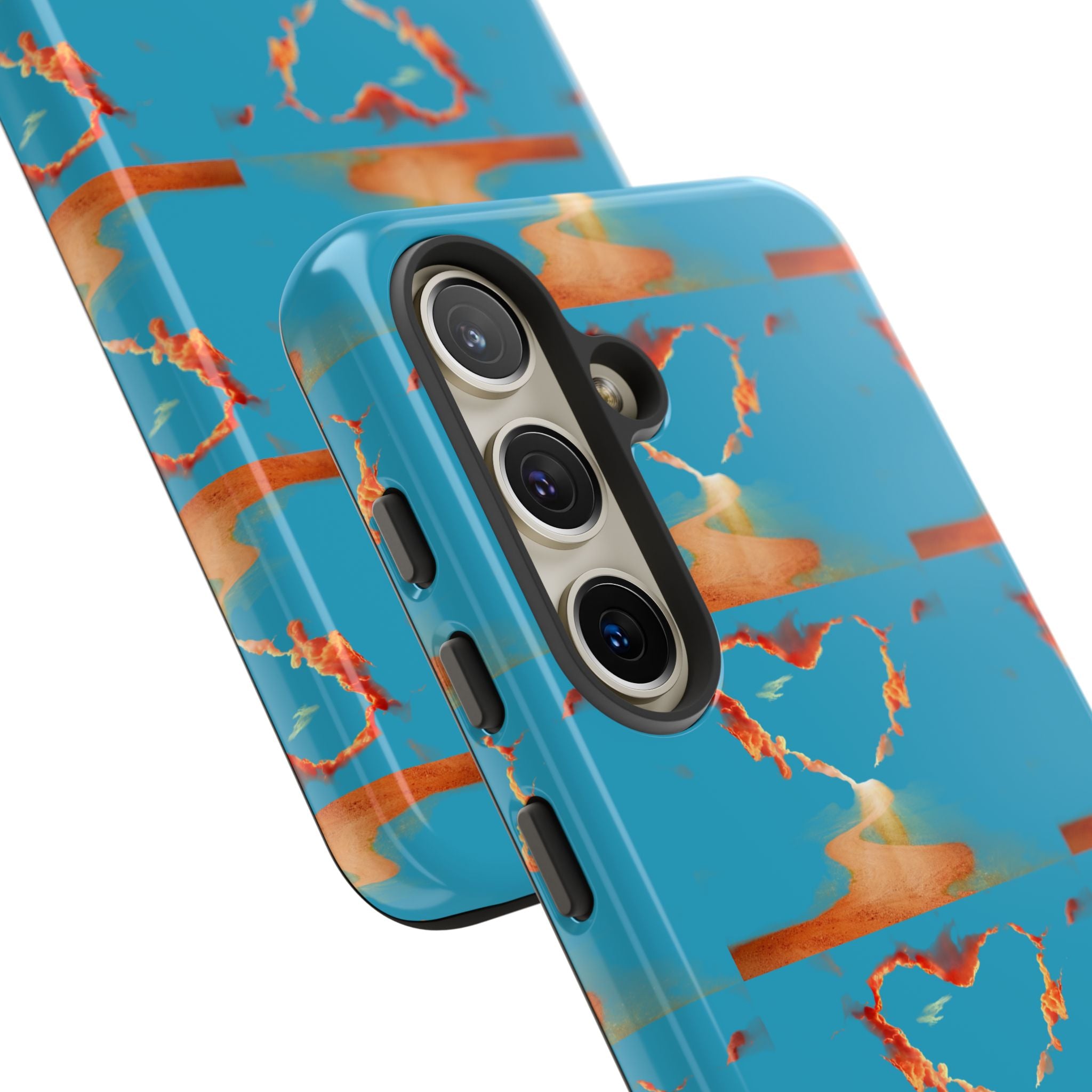 Heart Flame Tough Phone Case — Blue Sunset Protective Cover