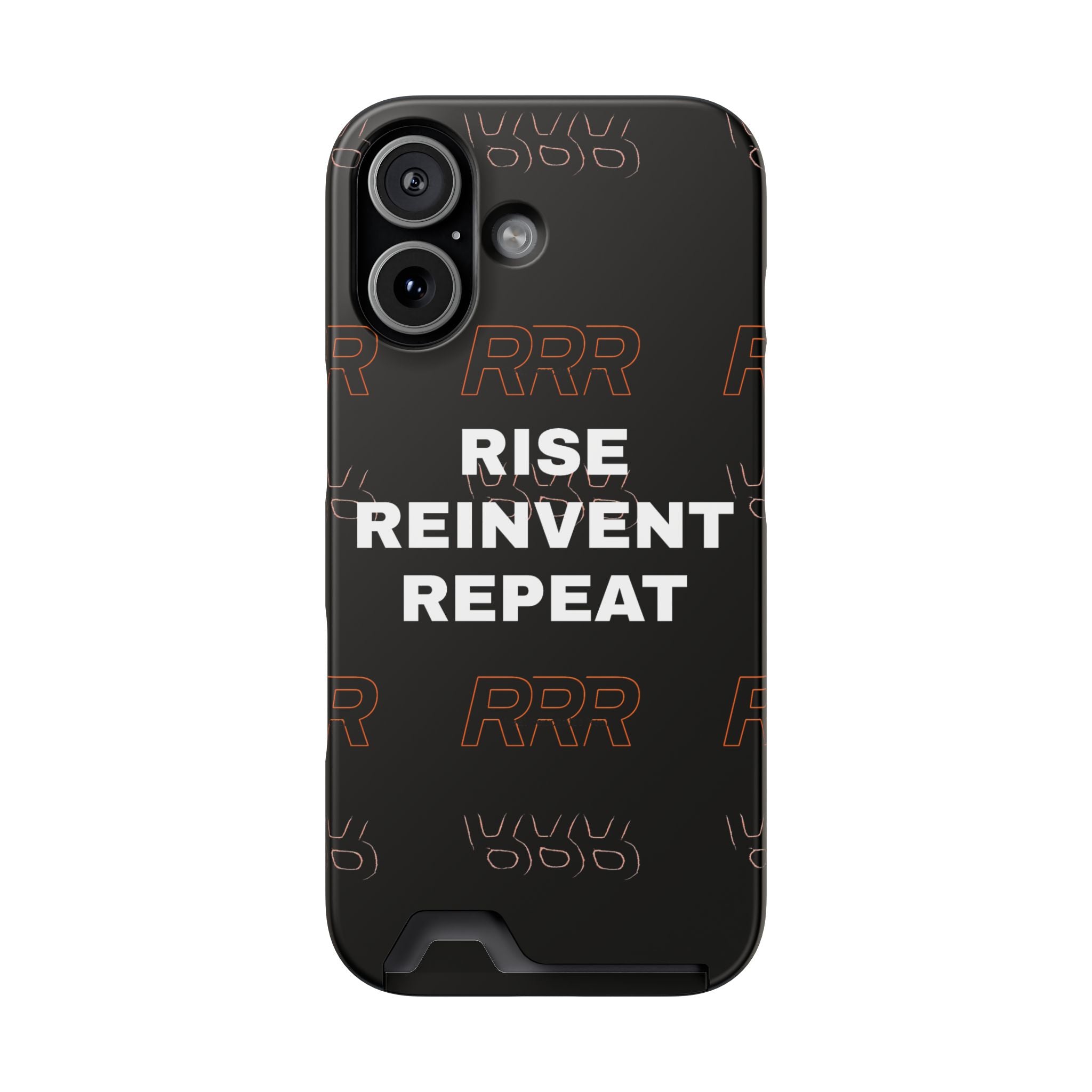 Rise Reinvent Repeat Phone Card Case — Slim Wallet Phone Case with Motivational Design