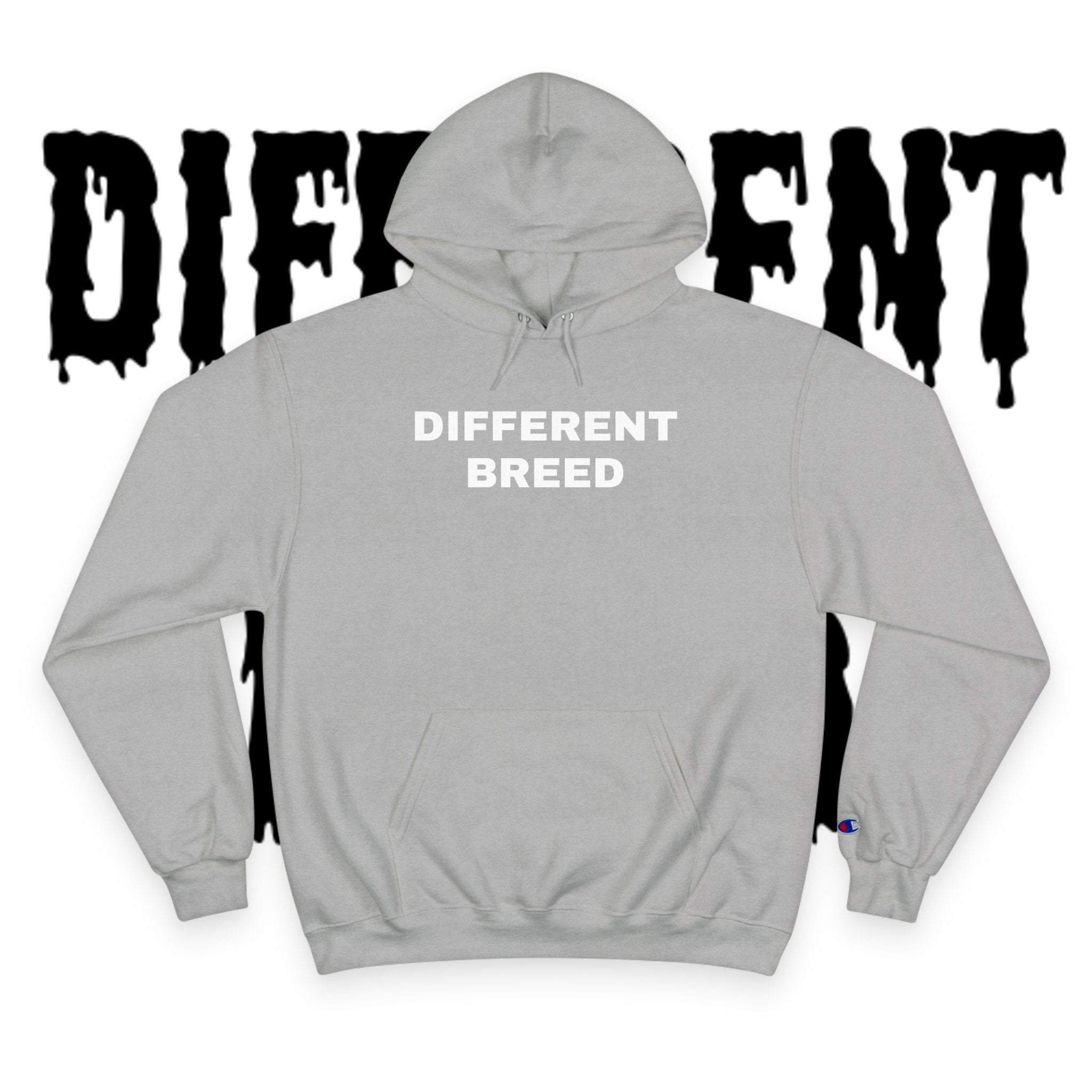 Different Breed Champion Hoodie — “Different Breed” Front, “Old Testimony Builds New Character” Back