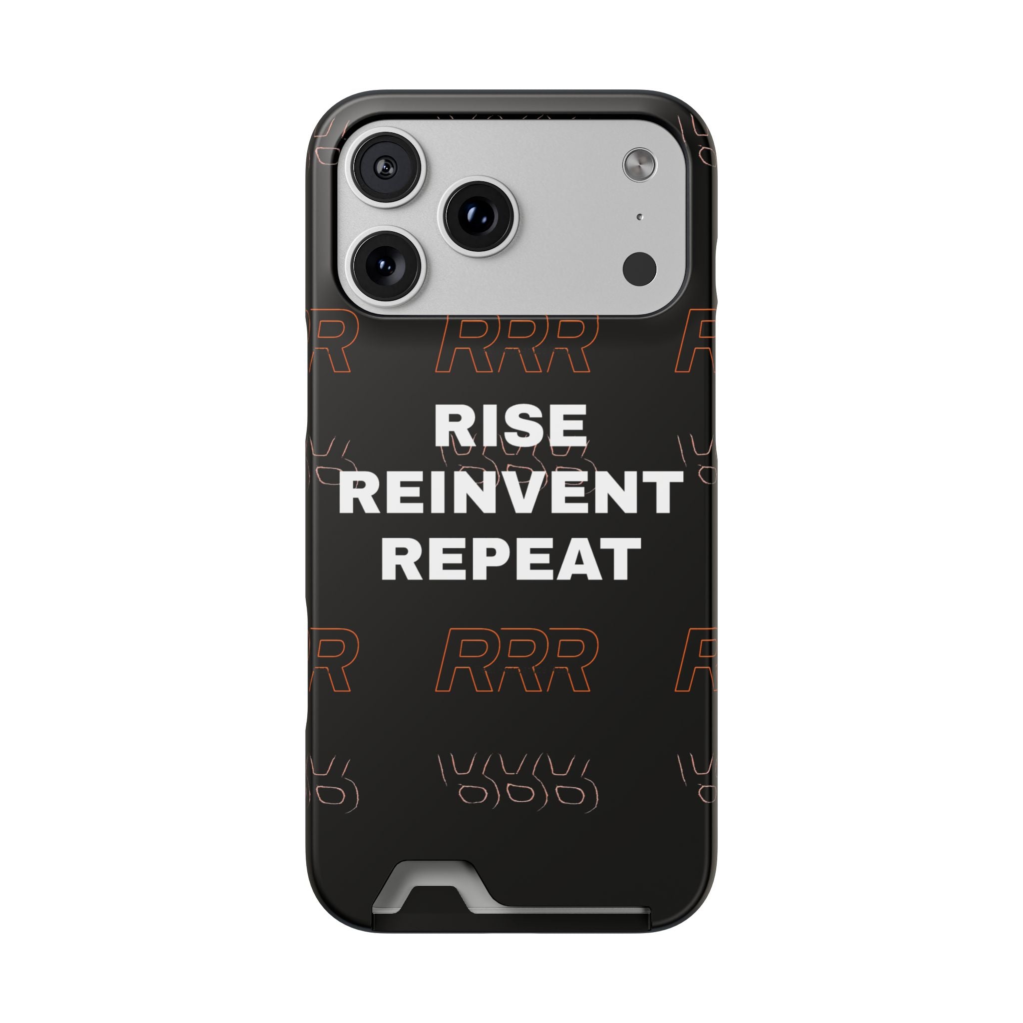 Rise Reinvent Repeat Phone Card Case — Slim Wallet Phone Case with Motivational Design