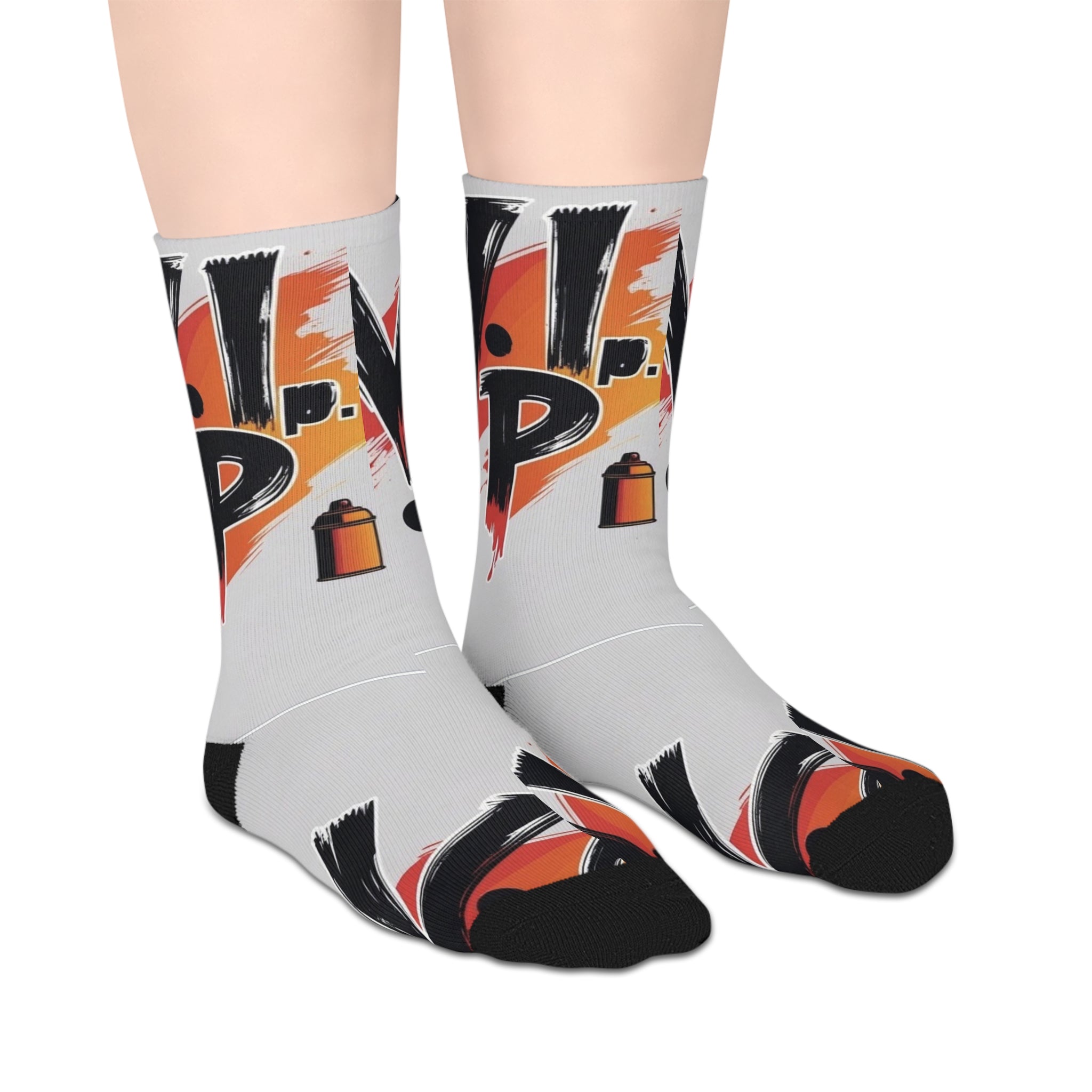 Graffiti Spray Paint Mid-Length Socks — Urban Street Art Crew Socks