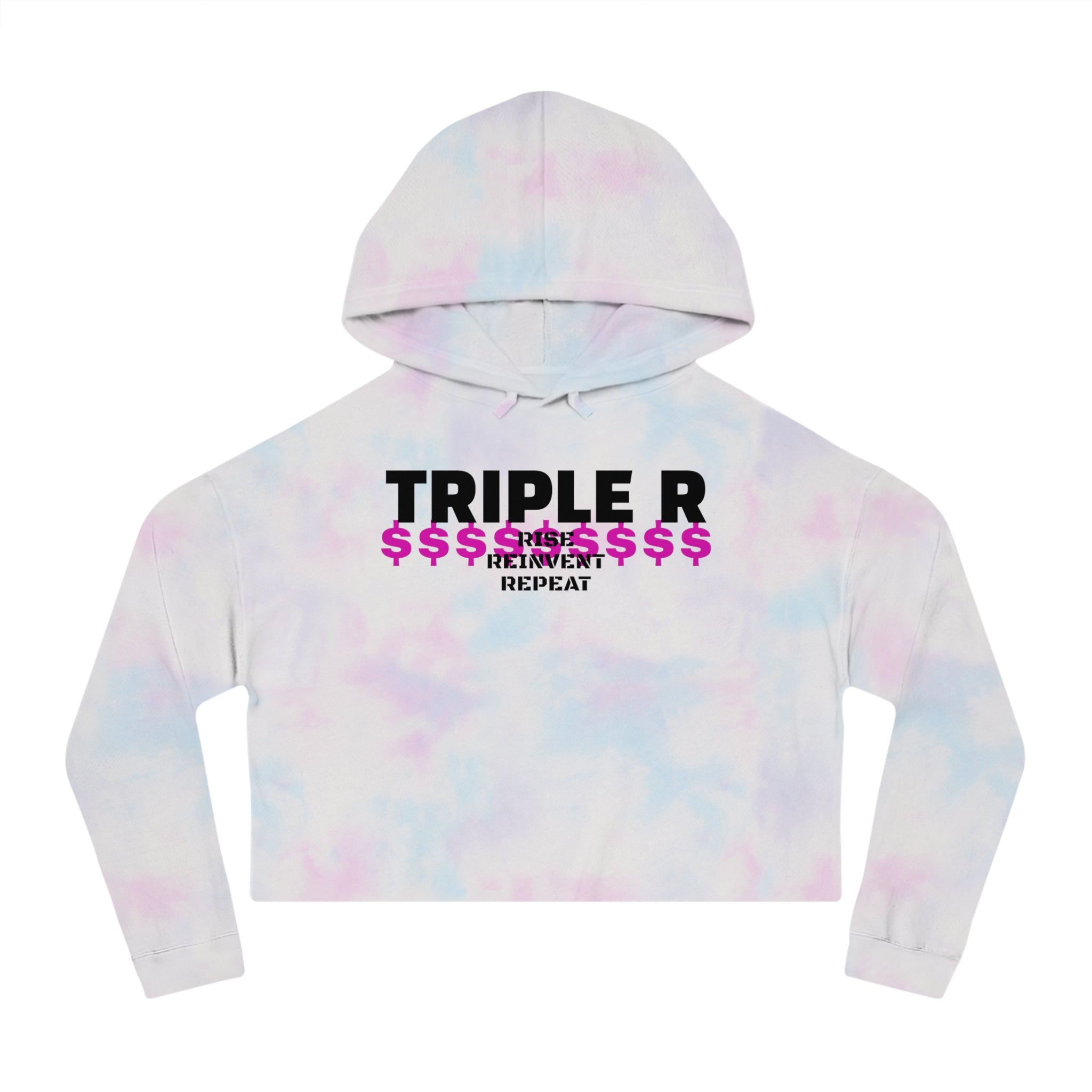 Cropped Hoodie — TRIPLE R "Repeat" Money Graphic Women's Sweatshirt