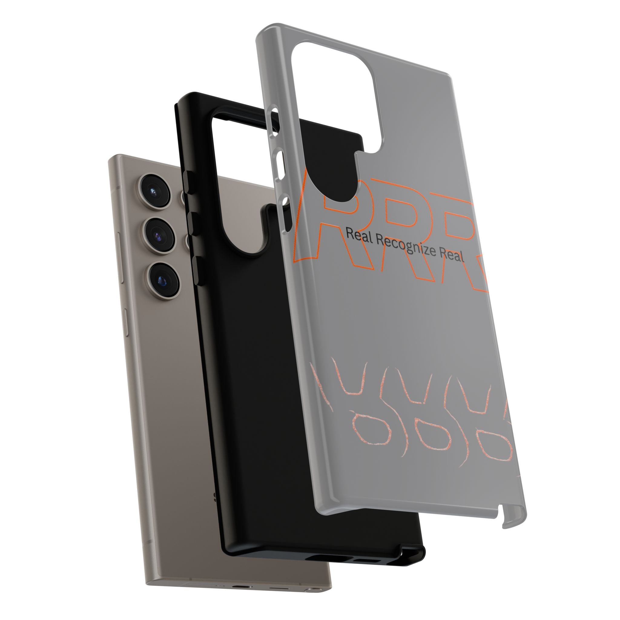 Tough Cases — 'Real Recognize Real' Protective Phone Case (Gray, Retro Outline Design)