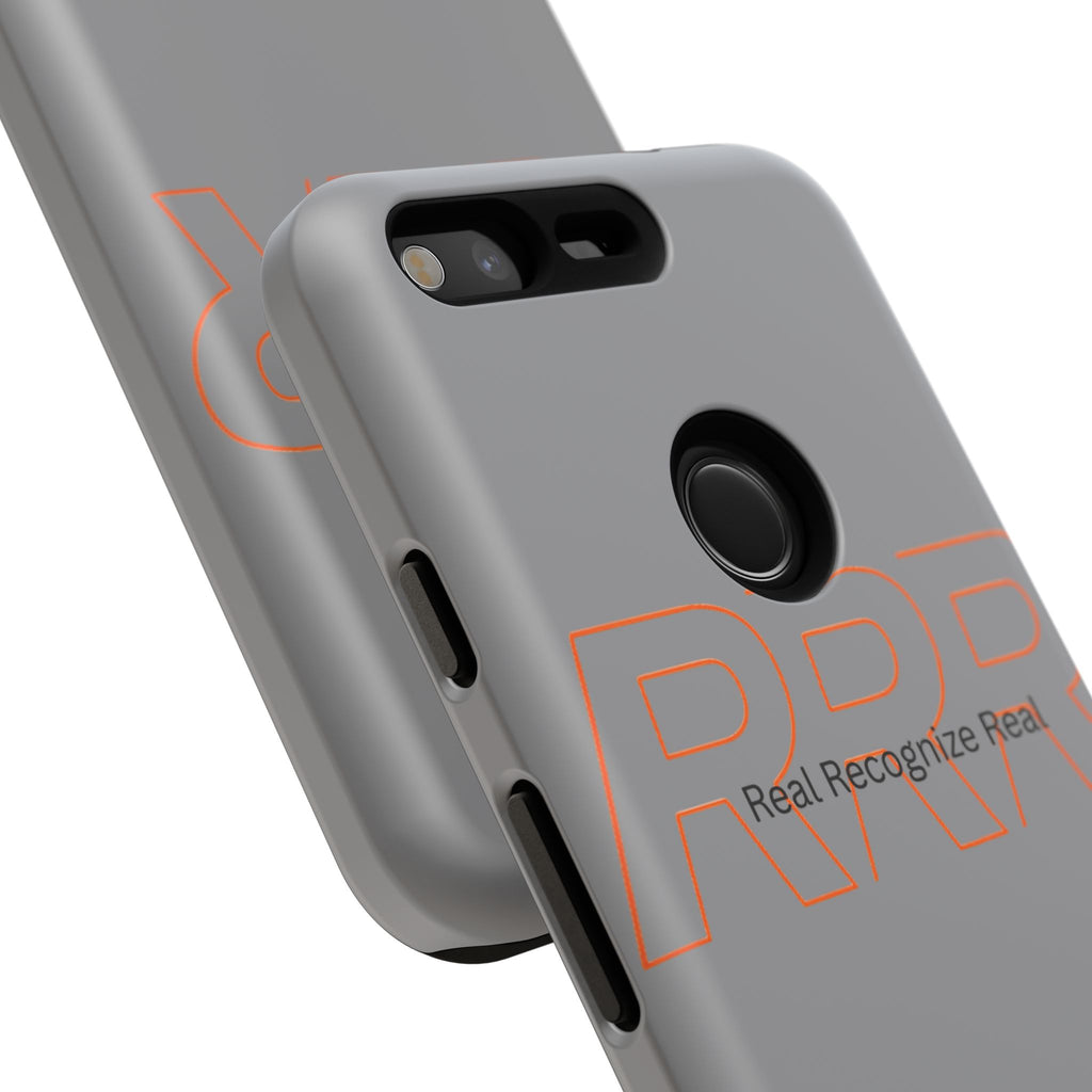Tough Cases — 'Real Recognize Real' Protective Phone Case (Gray, Retro Outline Design)