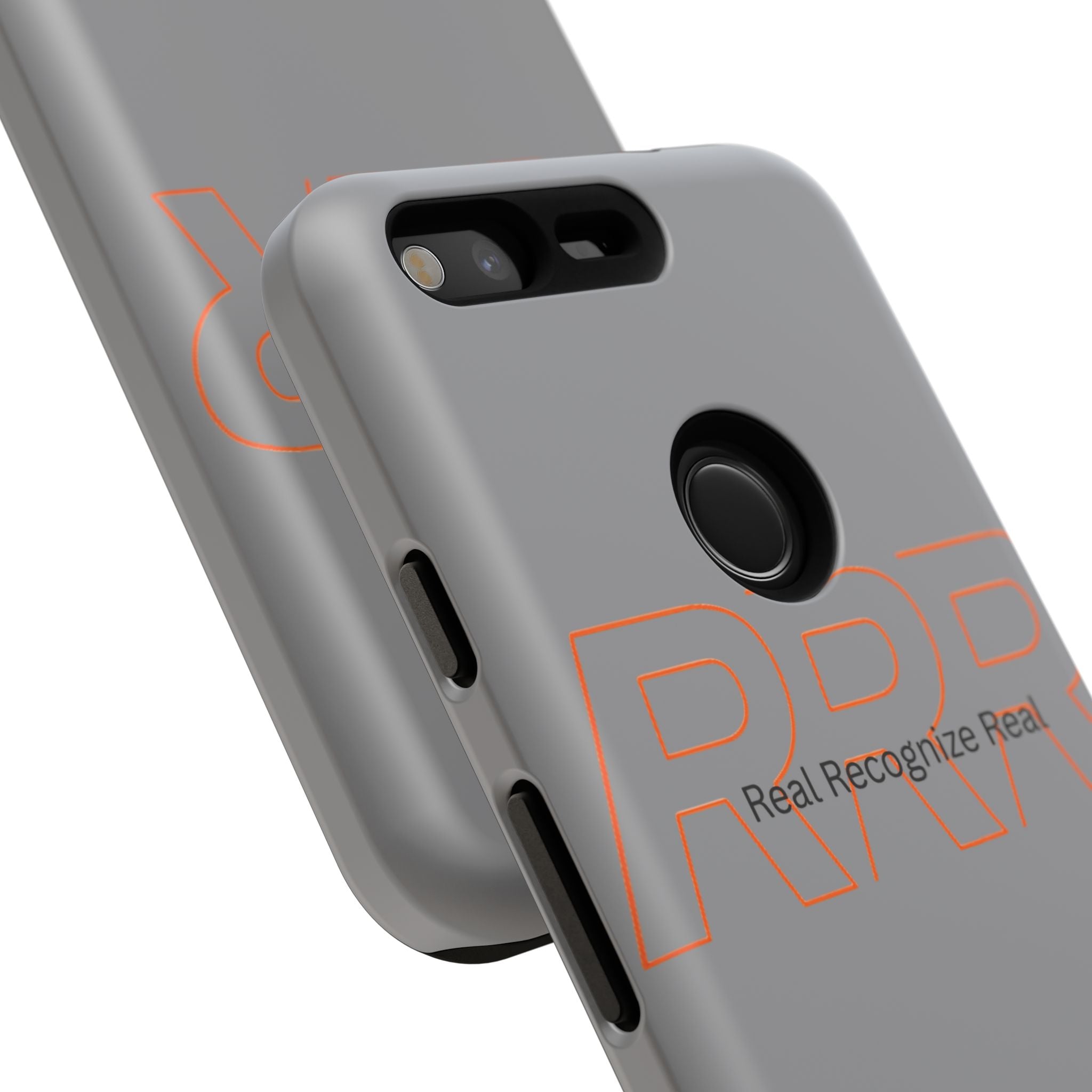 Tough Cases — 'Real Recognize Real' Protective Phone Case (Gray, Retro Outline Design)