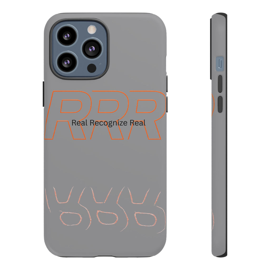 Tough Cases — 'Real Recognize Real' Protective Phone Case (Gray, Retro Outline Design)