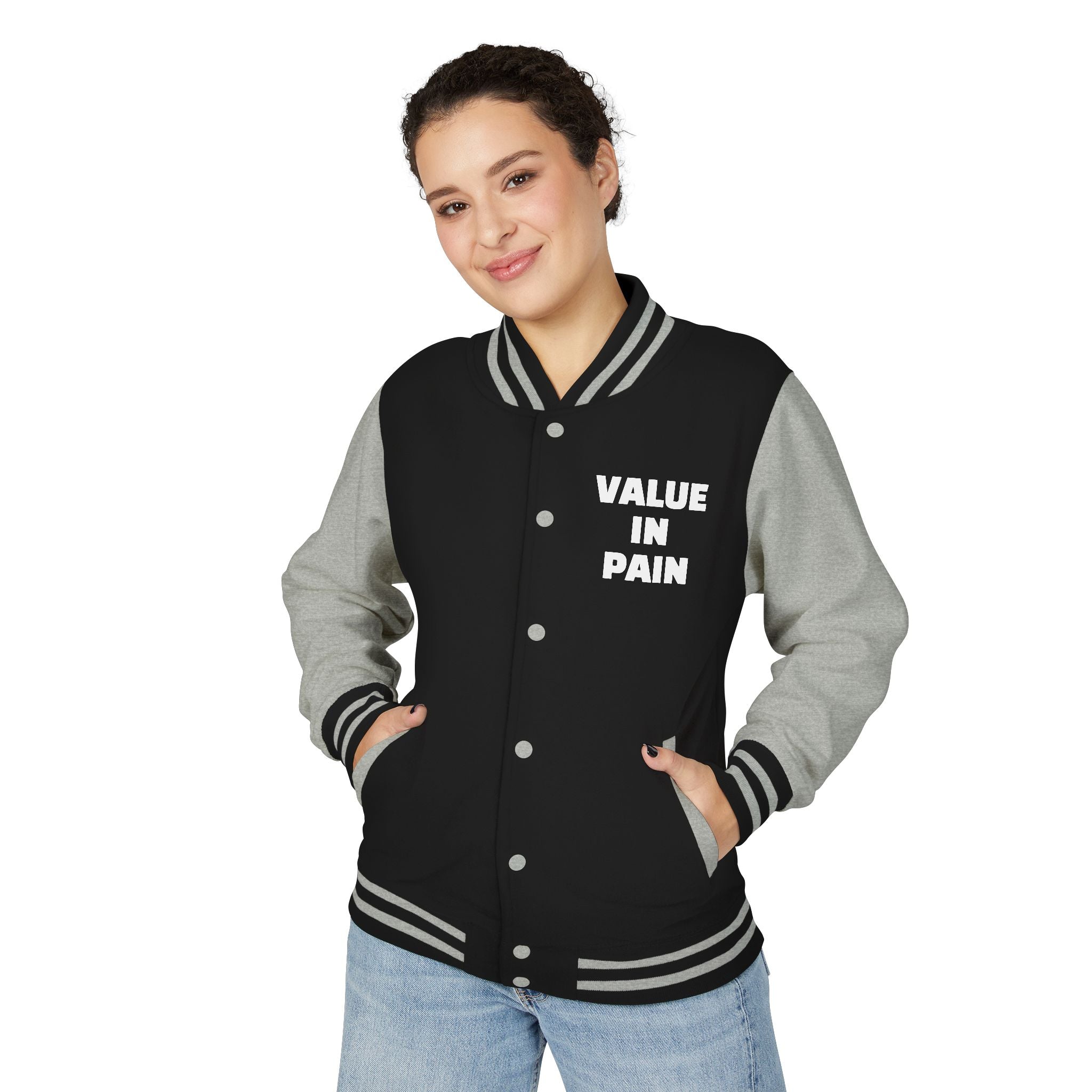 Letterman Jacket — Small Neon Portrait Patch & Repeated 'Different Breed Apparel' Back Print