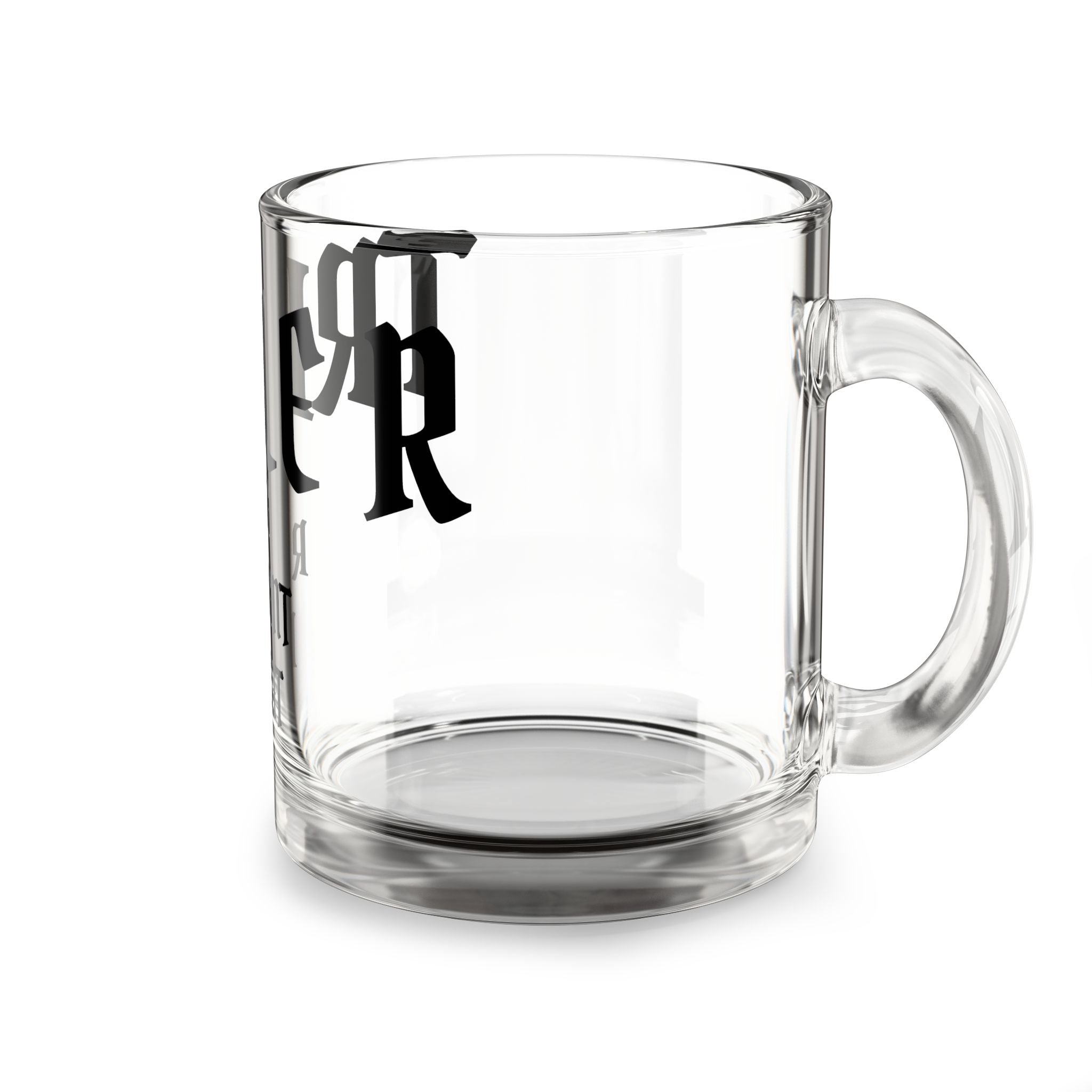 Glass Mug — “Triple R: Rise Reinvent Repeat” Gothic Script Coffee Cup, 10oz