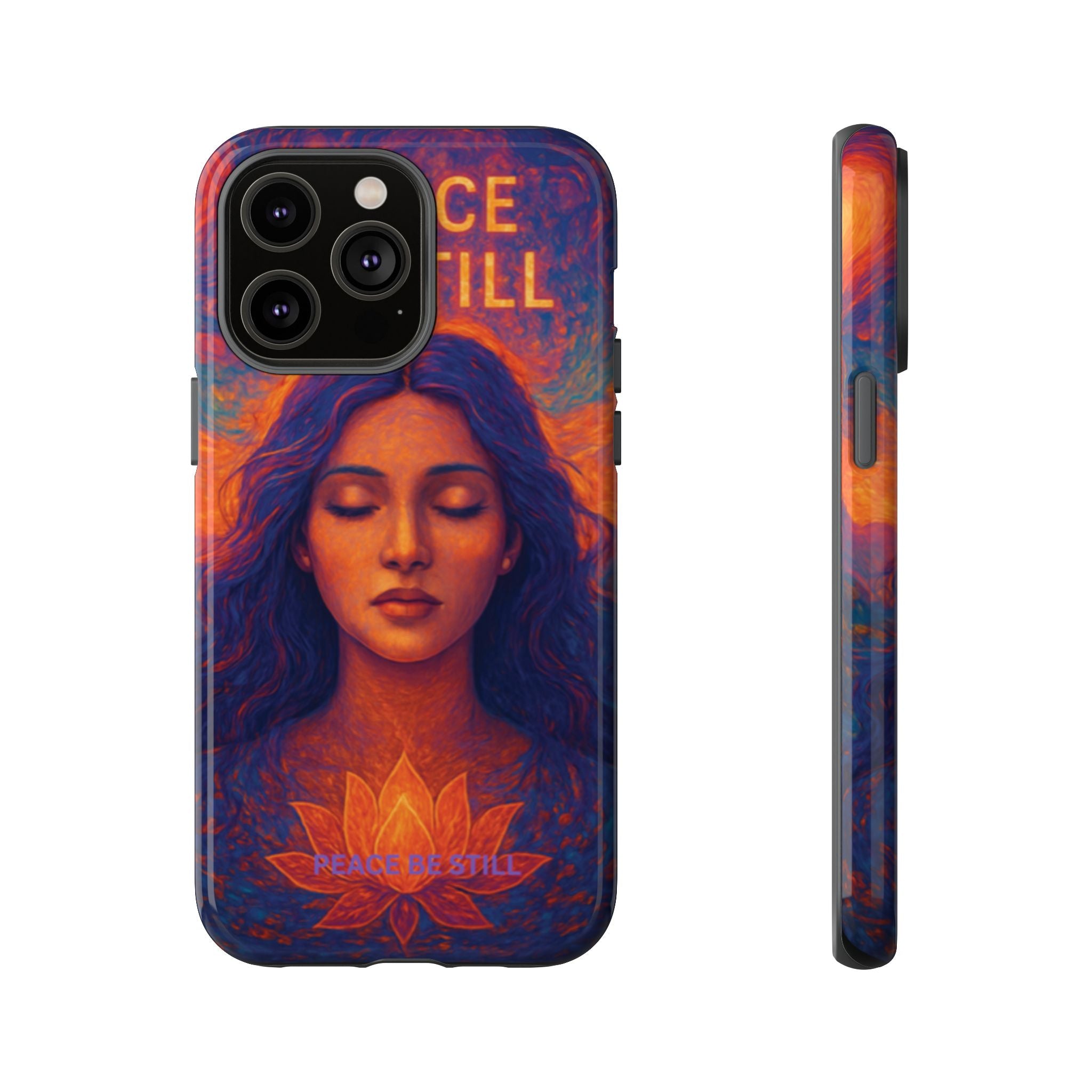 Peace Be Still Phone Case – Serene Goddess Meditation Design