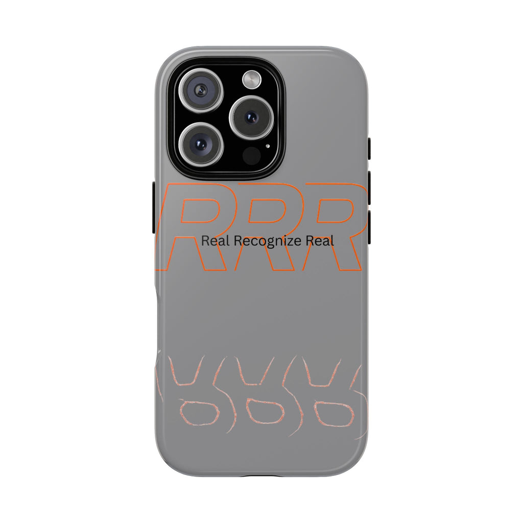 Tough Cases — 'Real Recognize Real' Protective Phone Case (Gray, Retro Outline Design)