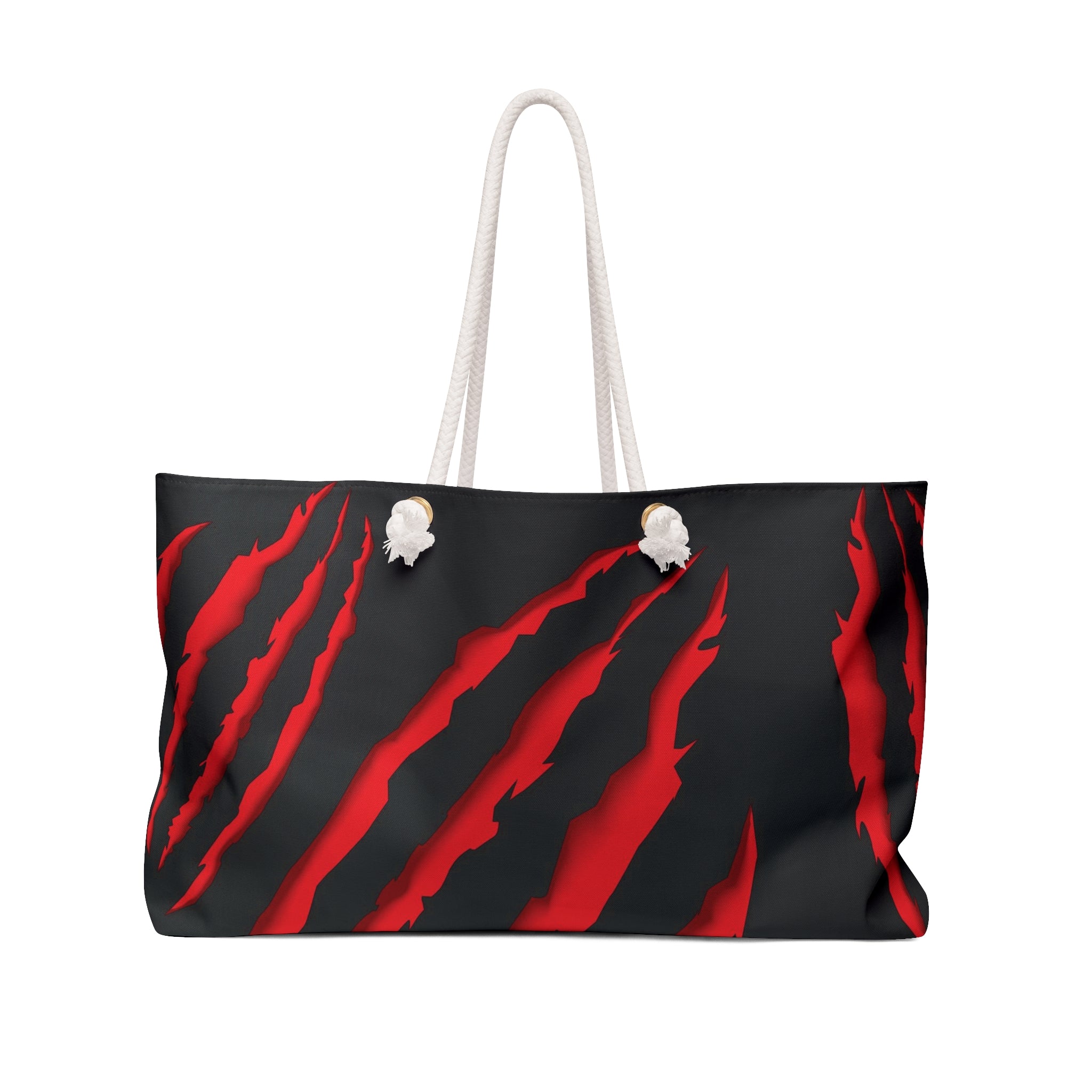 Red Claw Scratch Weekender Bag — Bold Gothic Travel Tote