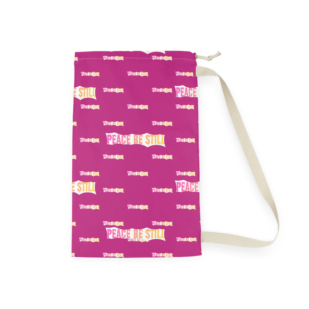 Peace Be Still Laundry Bag — Pink Drawstring Laundry Tote