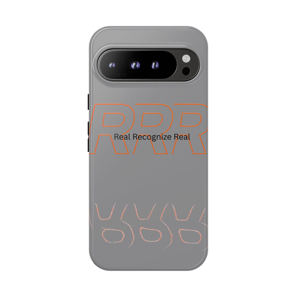 Tough Cases — 'Real Recognize Real' Protective Phone Case (Gray, Retro Outline Design)