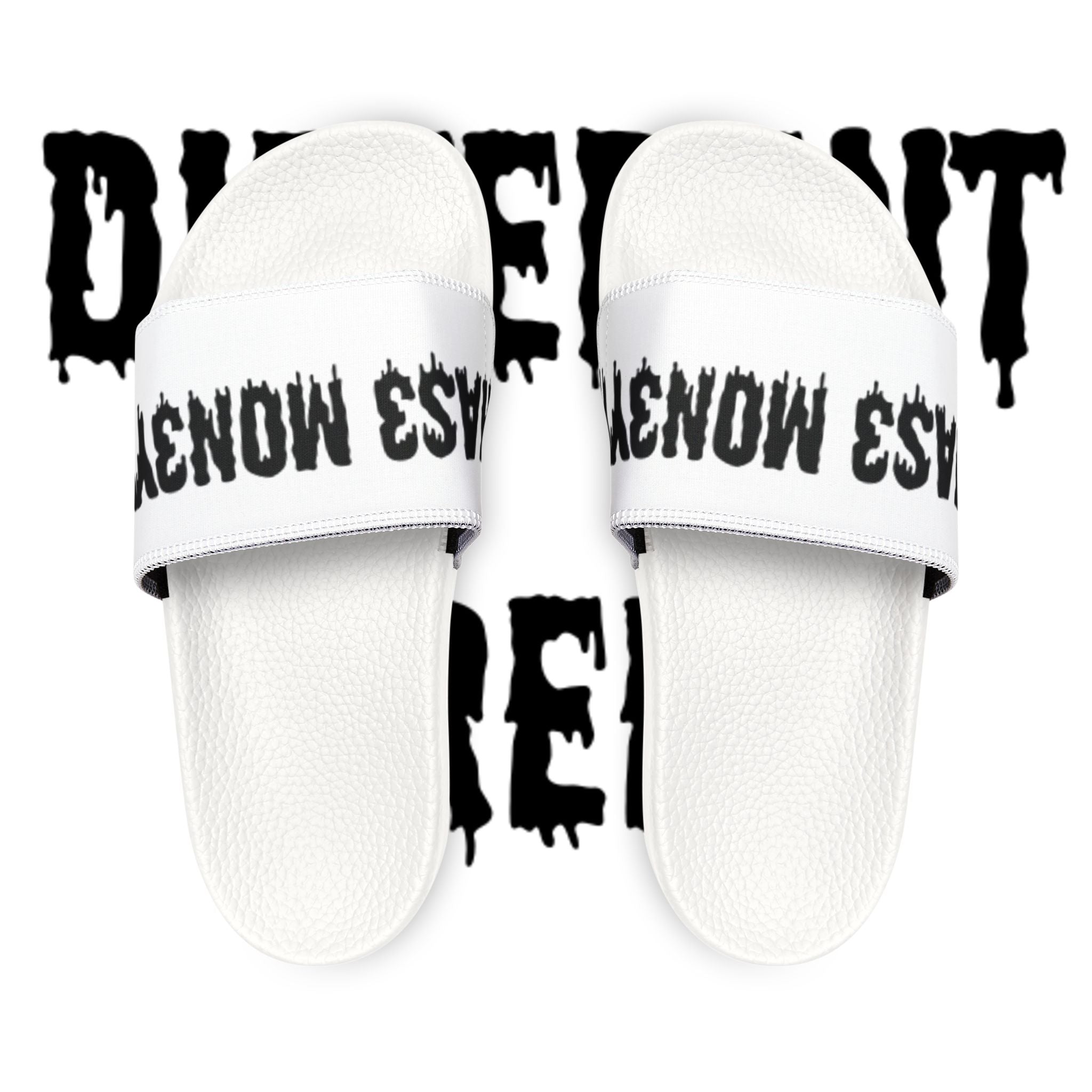 Women's Black & White Slide Sandals — Removable Strap 'M33T' Graphic