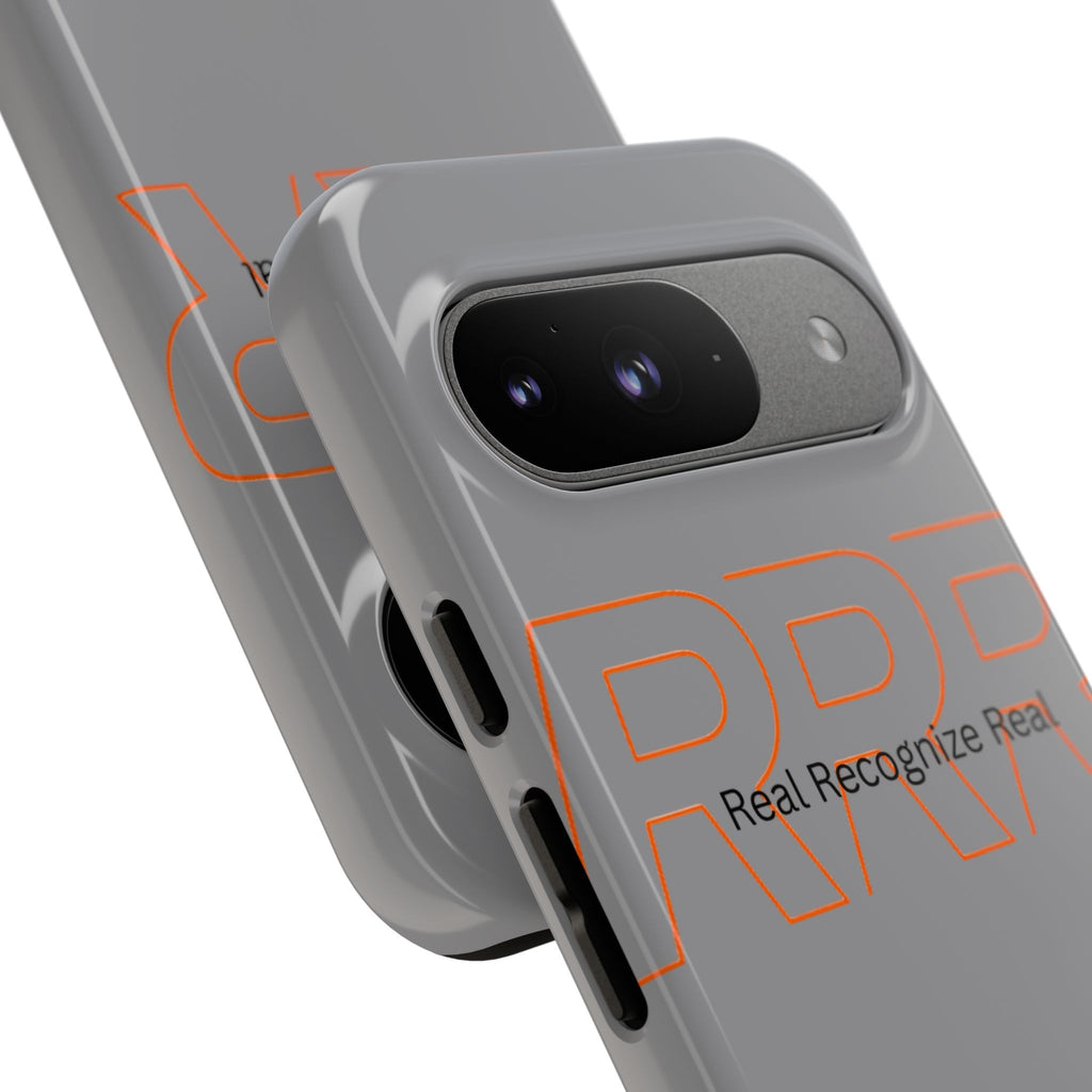 Tough Cases — 'Real Recognize Real' Protective Phone Case (Gray, Retro Outline Design)