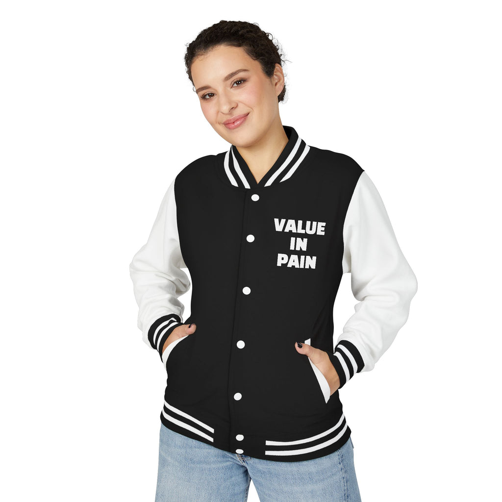 Letterman Jacket — Small Neon Portrait Patch & Repeated 'Different Breed Apparel' Back Print