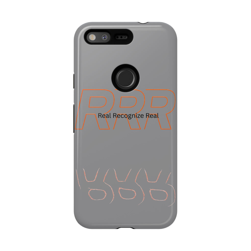 Tough Cases — 'Real Recognize Real' Protective Phone Case (Gray, Retro Outline Design)