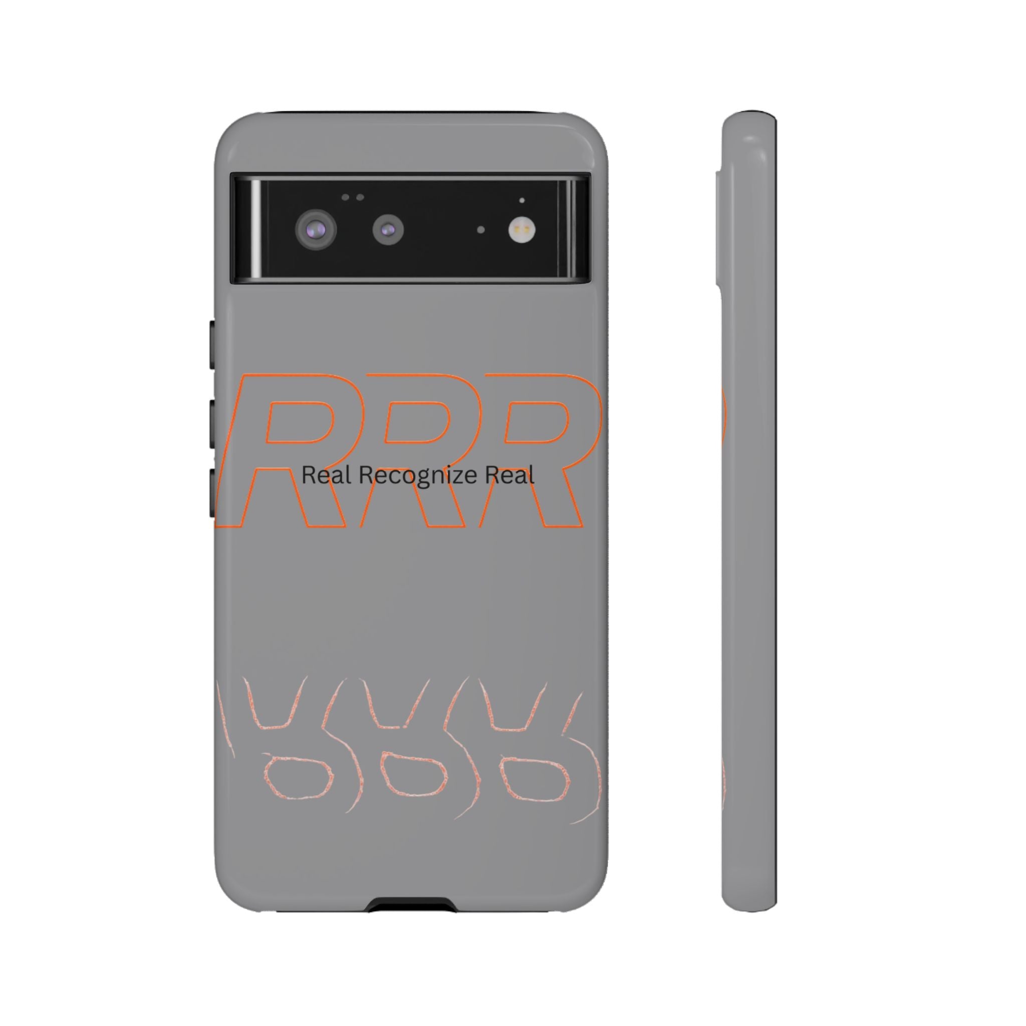 Tough Cases — 'Real Recognize Real' Protective Phone Case (Gray, Retro Outline Design)