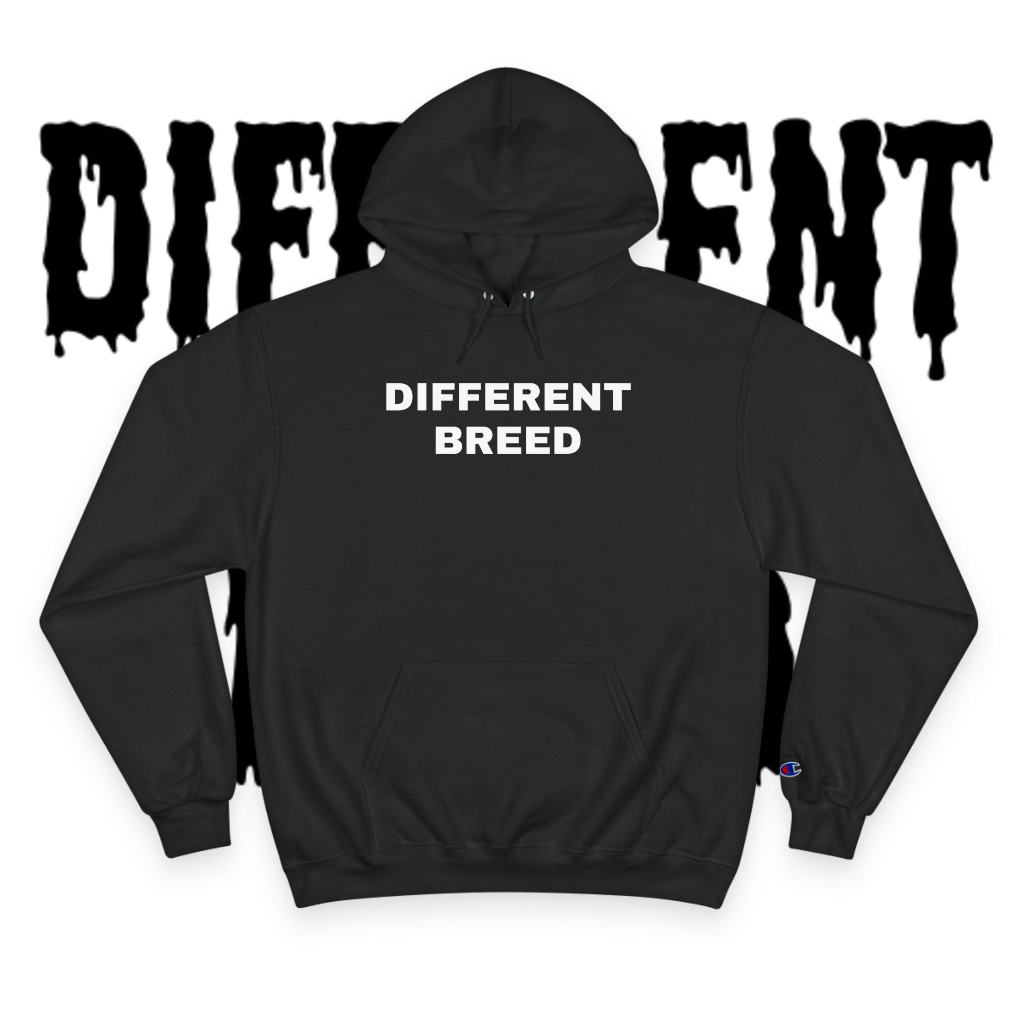Different Breed Champion Hoodie — “Different Breed” Front, “Old Testimony Builds New Character” Back