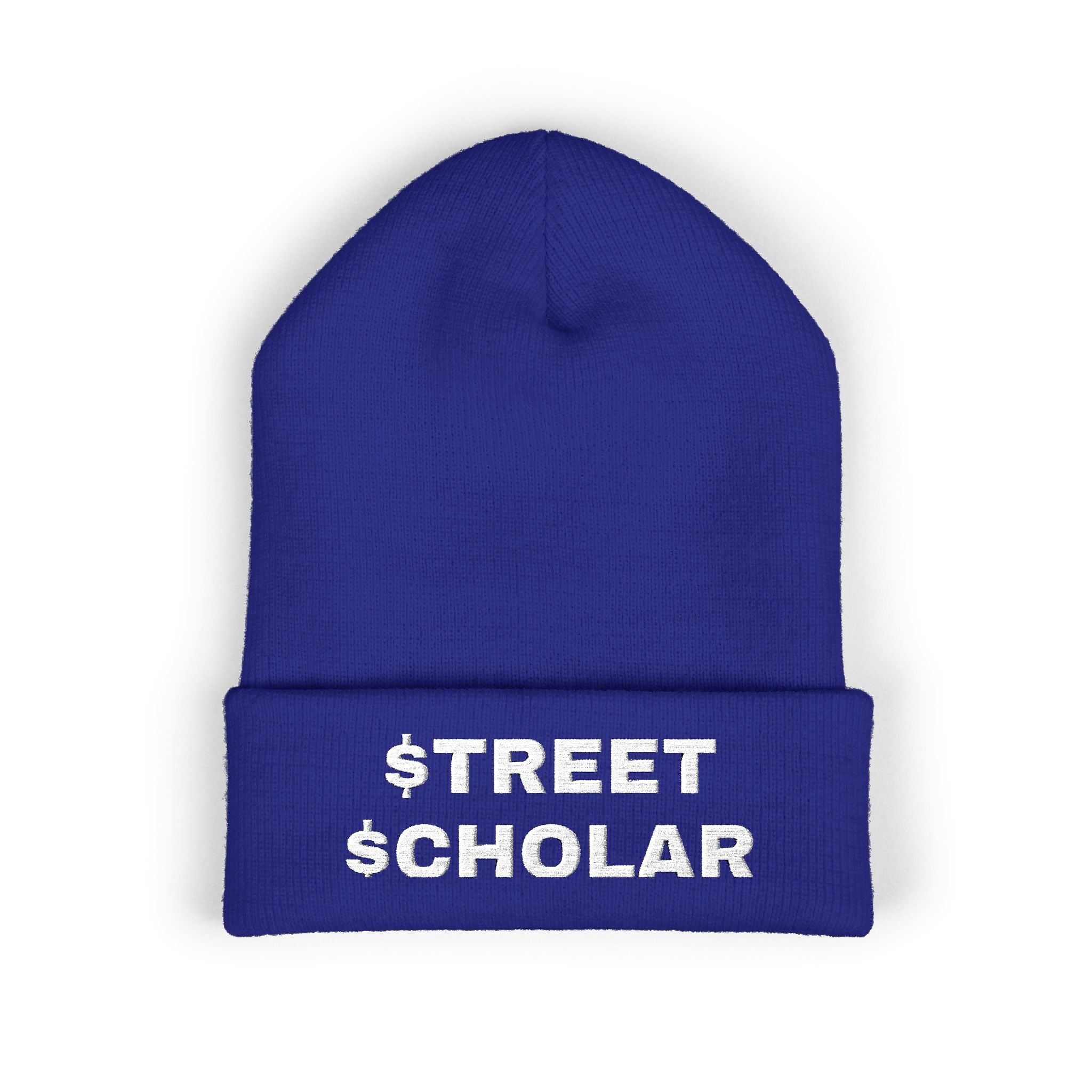 Street Scholar Embroidered Beanie — Classic Cuffed Knit Hat