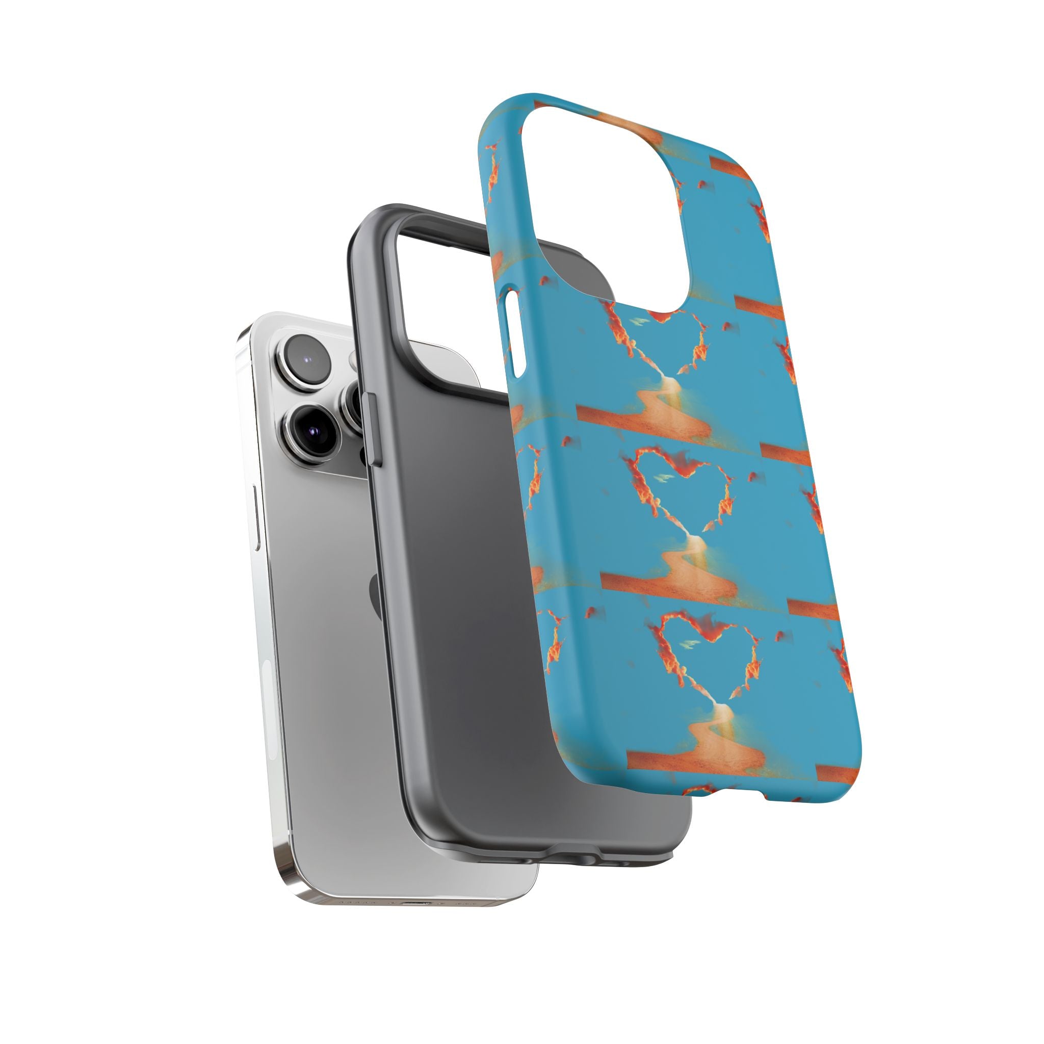 Heart Flame Tough Phone Case — Blue Sunset Protective Cover