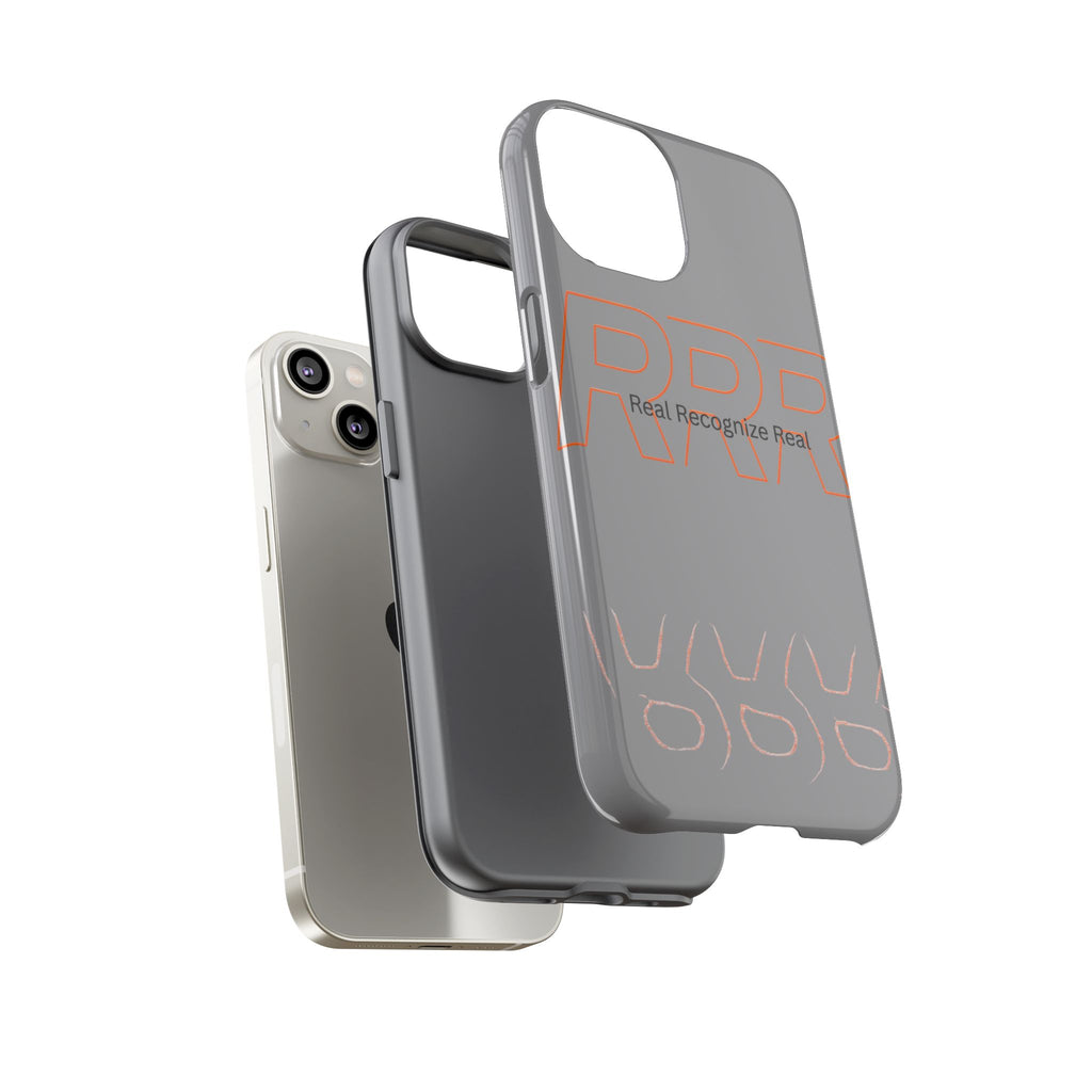Tough Cases — 'Real Recognize Real' Protective Phone Case (Gray, Retro Outline Design)