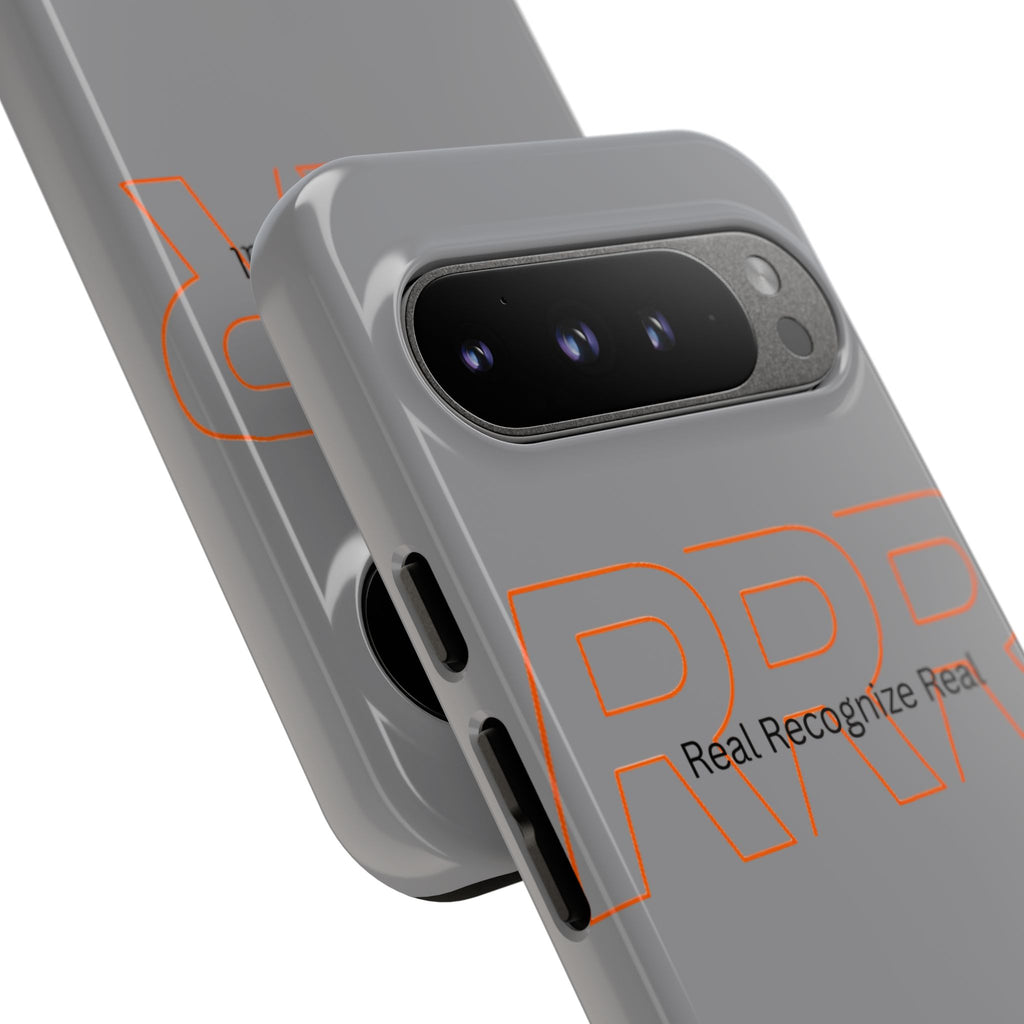 Tough Cases — 'Real Recognize Real' Protective Phone Case (Gray, Retro Outline Design)