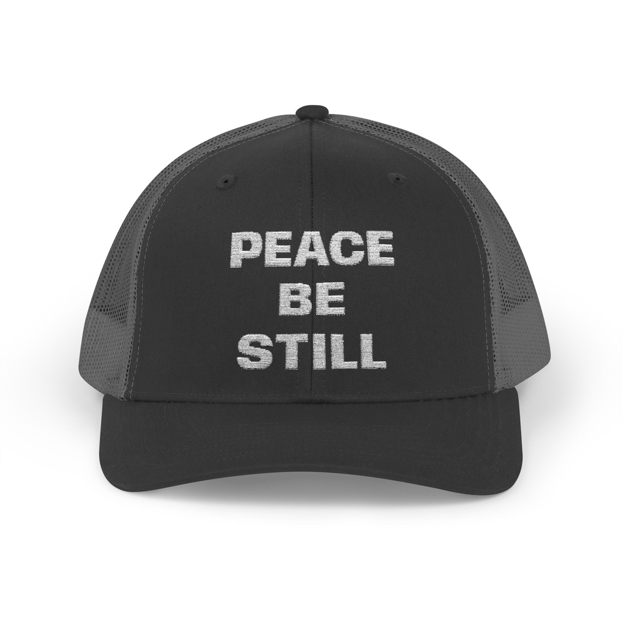 Peace Be Still Snapback Trucker Cap — Inspirational Mesh Back Hat