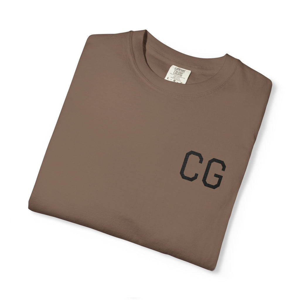 CG Chest Logo T‑Shirt — Minimalist White Tee with Sleeve Patch