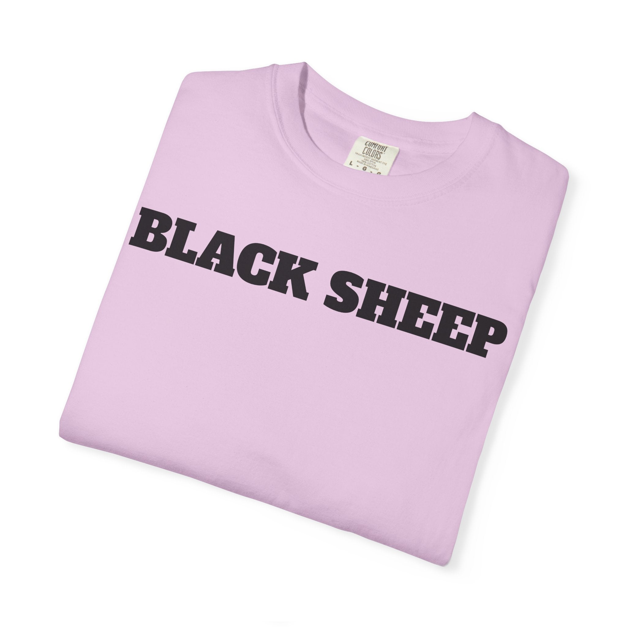 Black Sheep T-Shirt — Bold Back Lip Graphic & Front Text