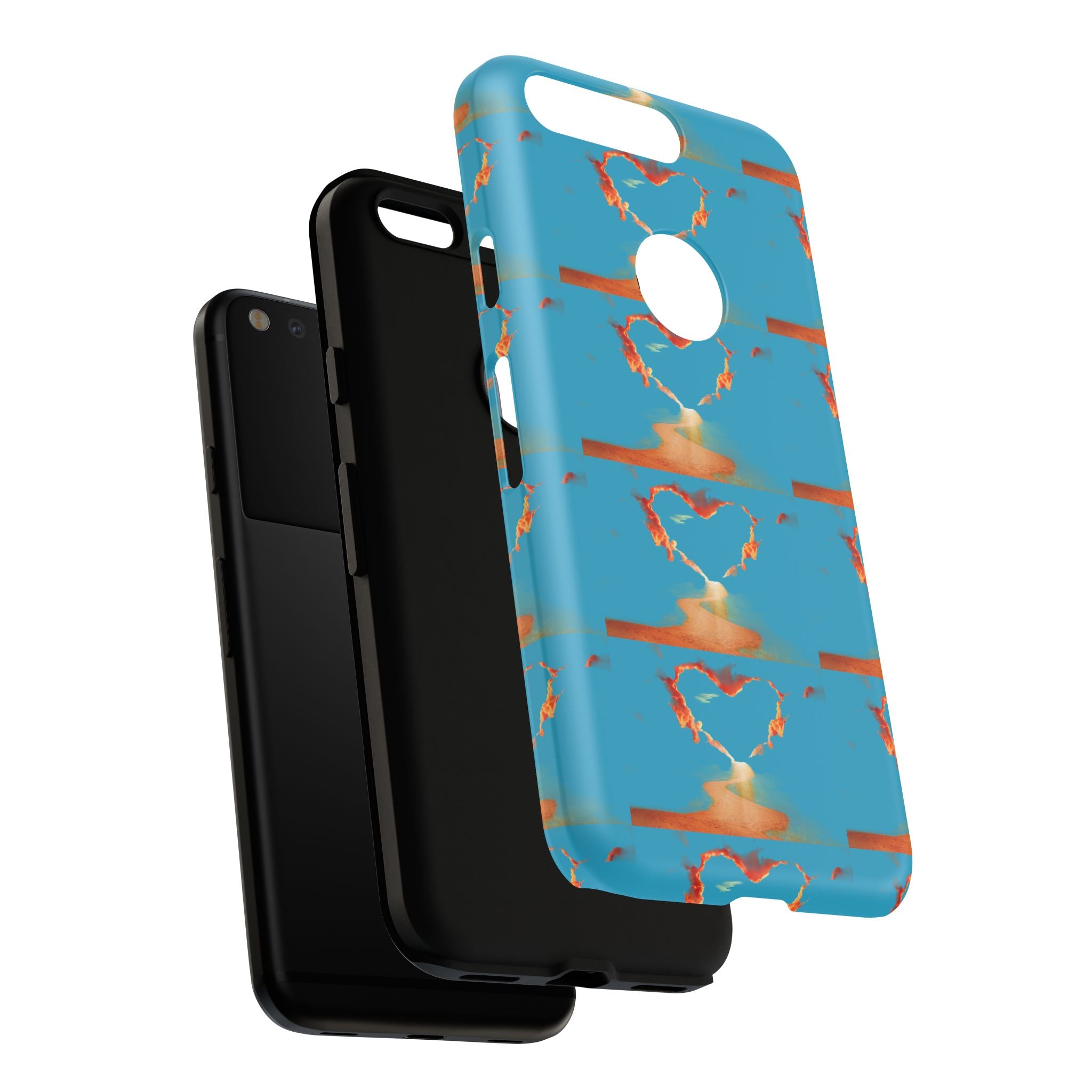 Heart Flame Tough Phone Case — Blue Sunset Protective Cover