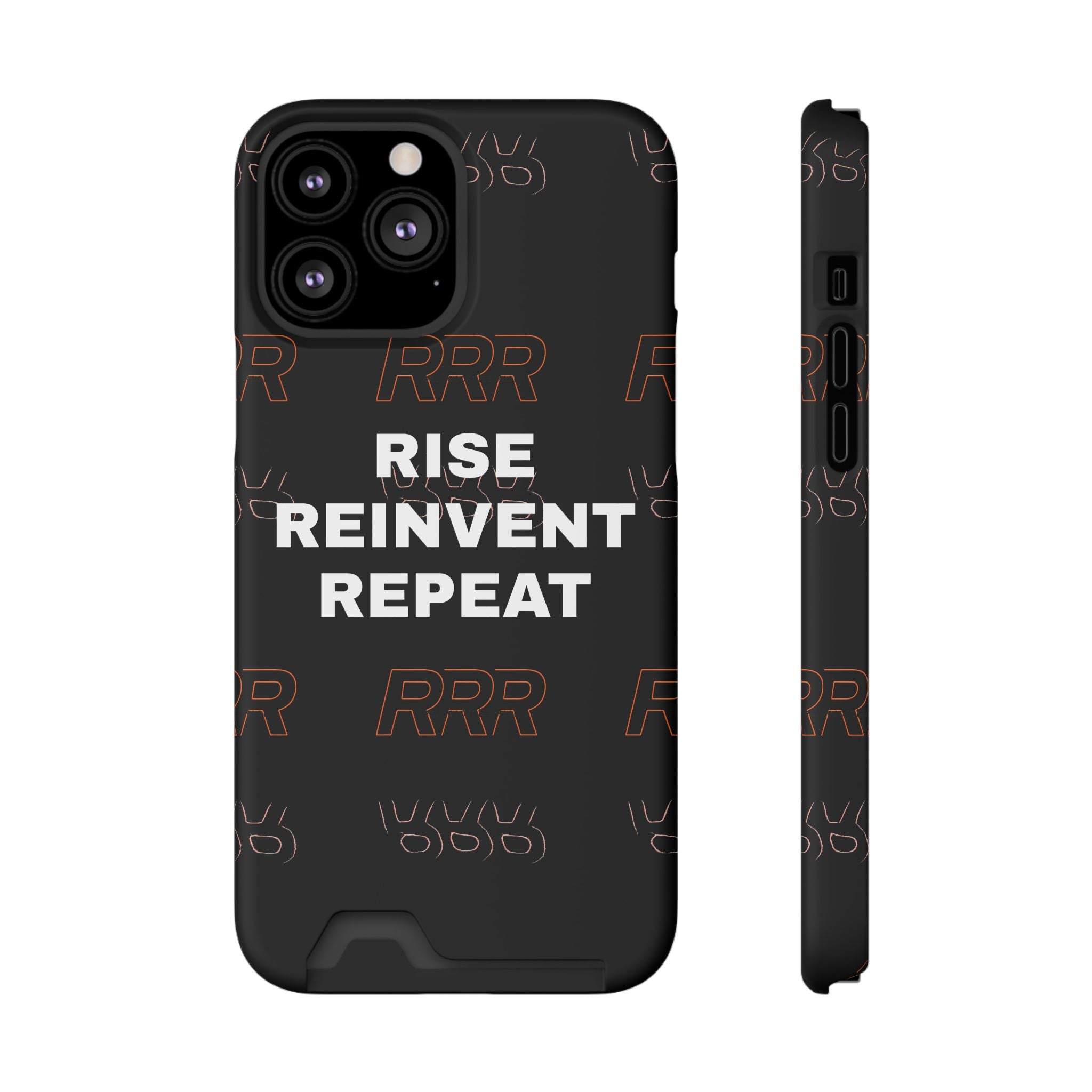 Rise Reinvent Repeat Phone Card Case — Slim Wallet Phone Case with Motivational Design