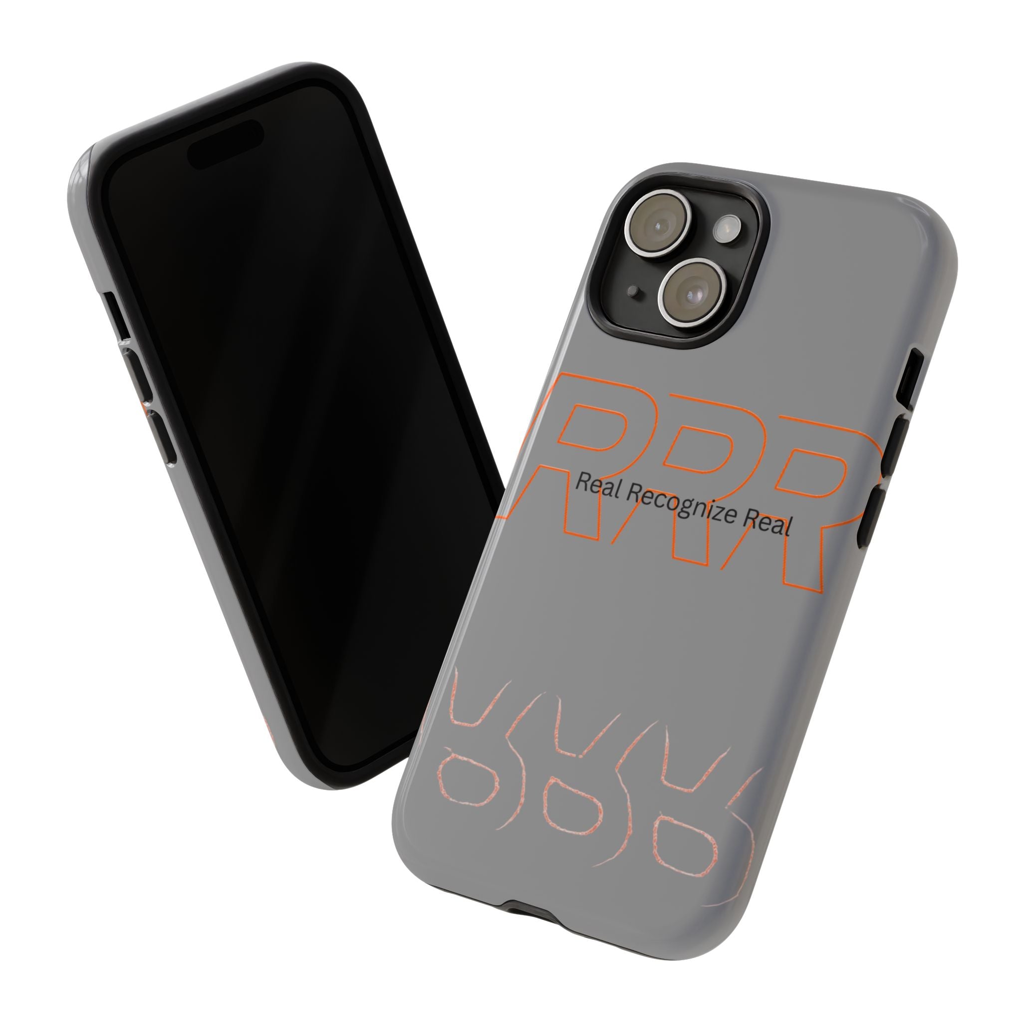 Tough Cases — 'Real Recognize Real' Protective Phone Case (Gray, Retro Outline Design)