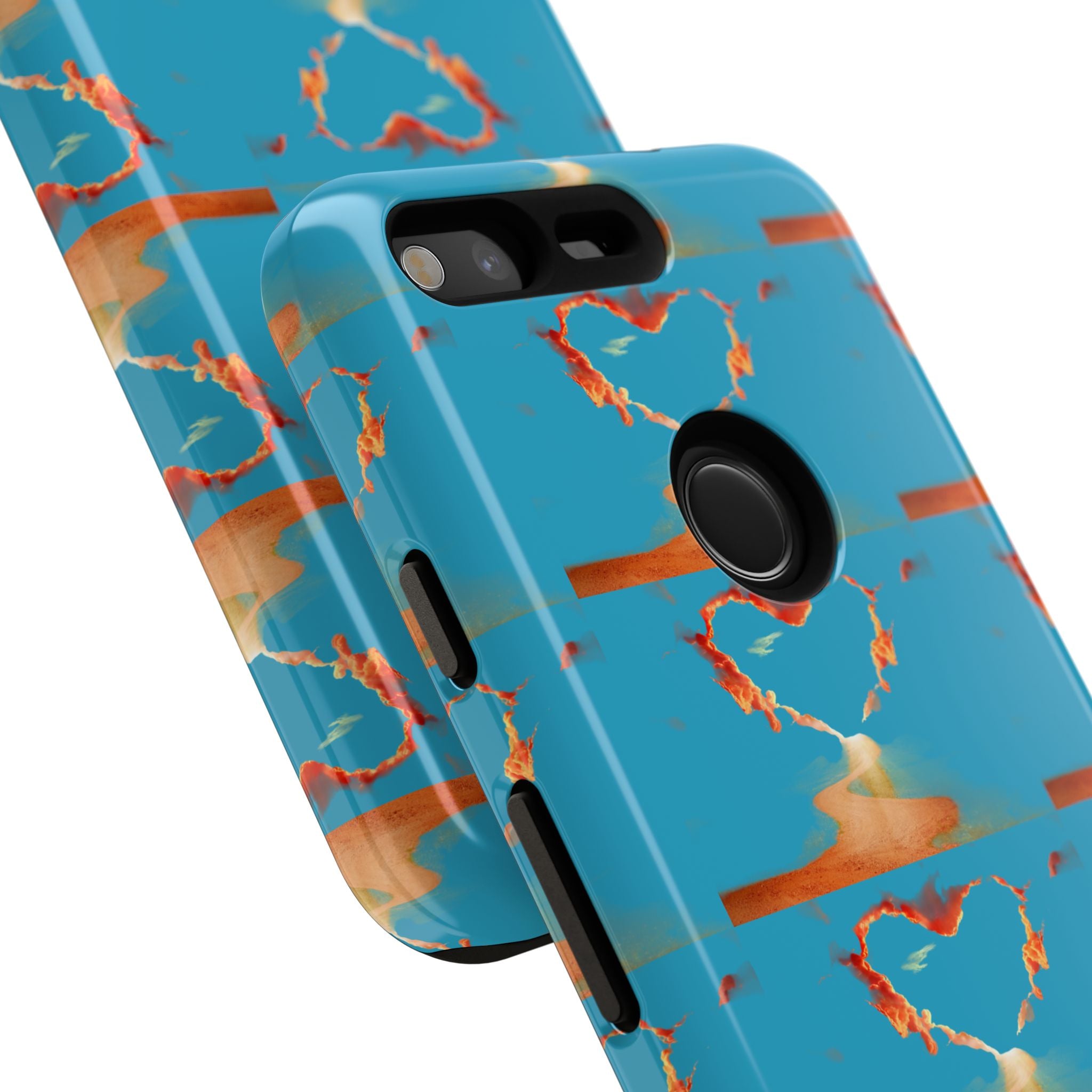 Heart Flame Tough Phone Case — Blue Sunset Protective Cover