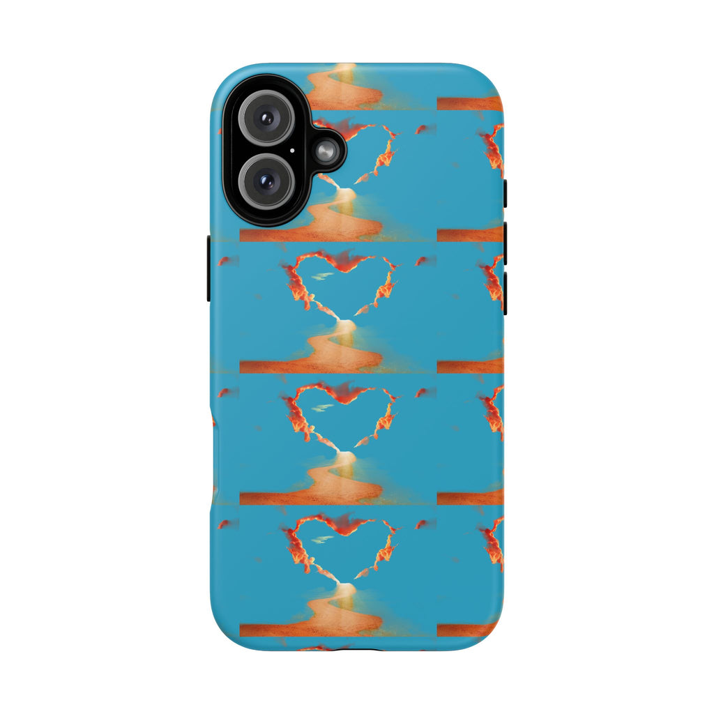 Heart Flame Tough Phone Case — Blue Sunset Protective Cover