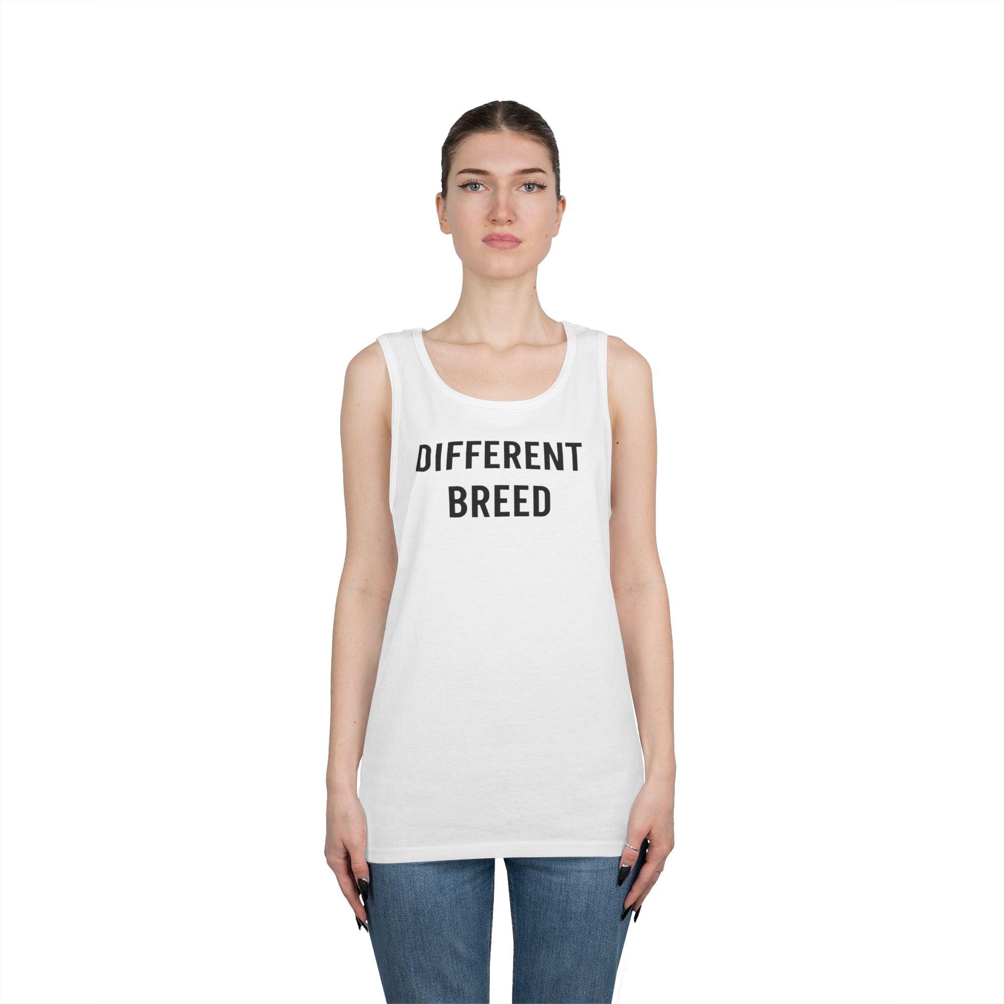 Motivational Text Tank Top — “Bred Different” / “Risk Repeat Gain” Casual Fitness Tee