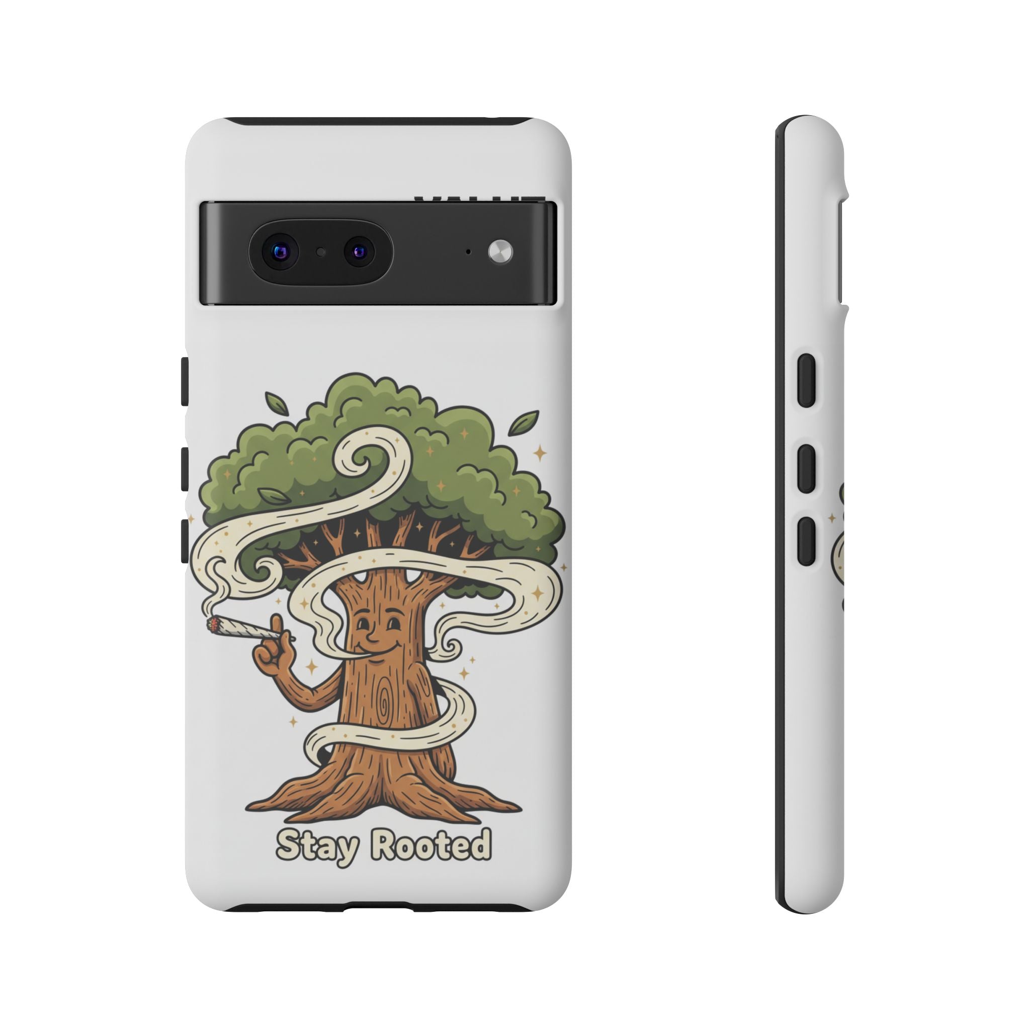 Phone Case — "Stay Rooted" Tree Design with "Value in Pain" Text