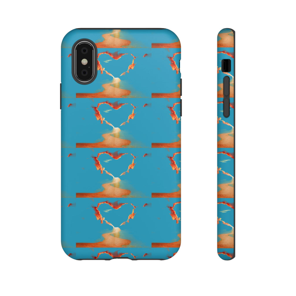 Heart Flame Tough Phone Case — Blue Sunset Protective Cover