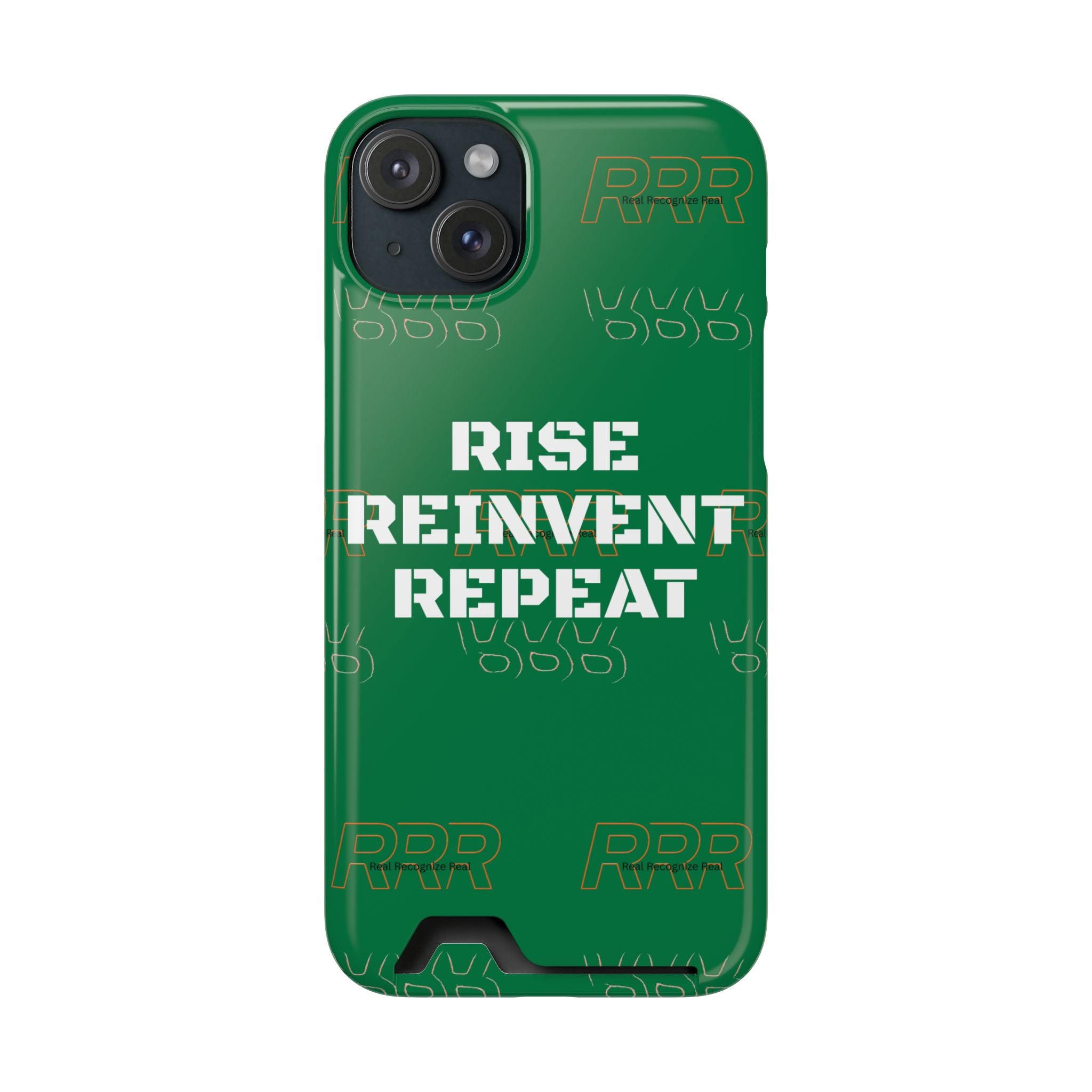 Green 'Rise Reinvent Repeat' Card Holder Phone Case — Motivational Protective Cover