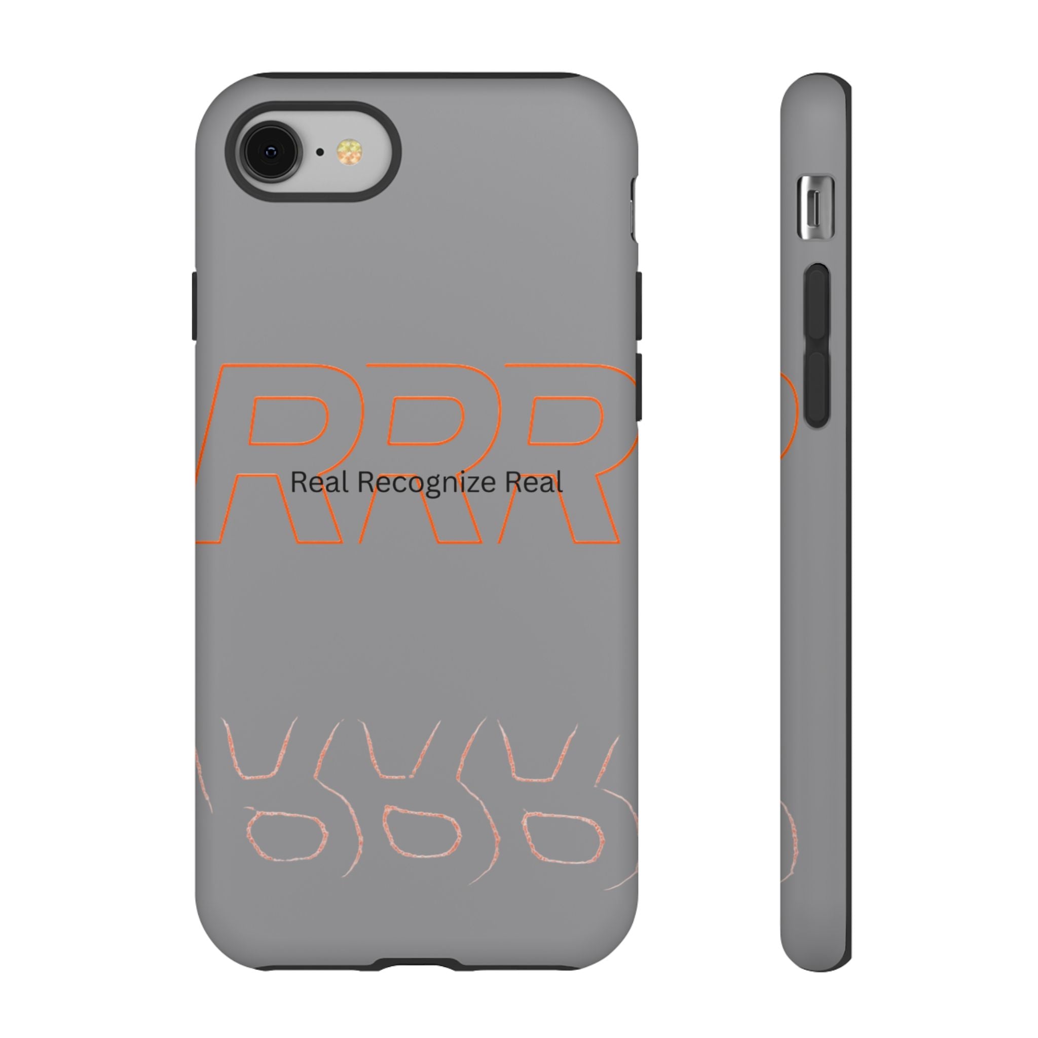 Tough Cases — 'Real Recognize Real' Protective Phone Case (Gray, Retro Outline Design)