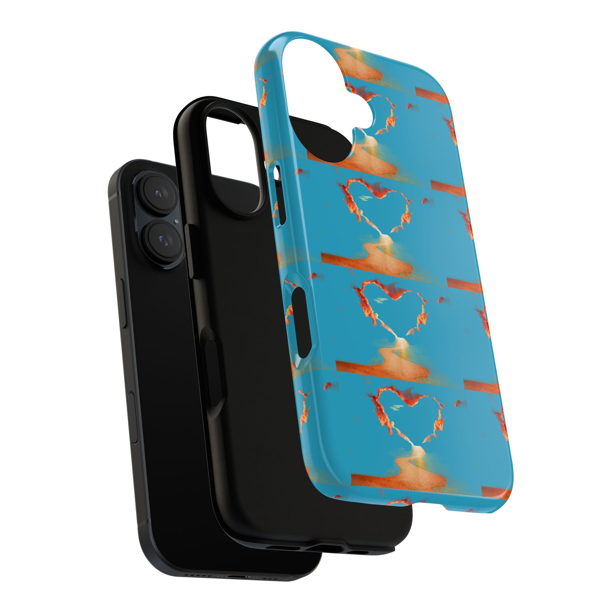 Heart Flame Tough Phone Case — Blue Sunset Protective Cover
