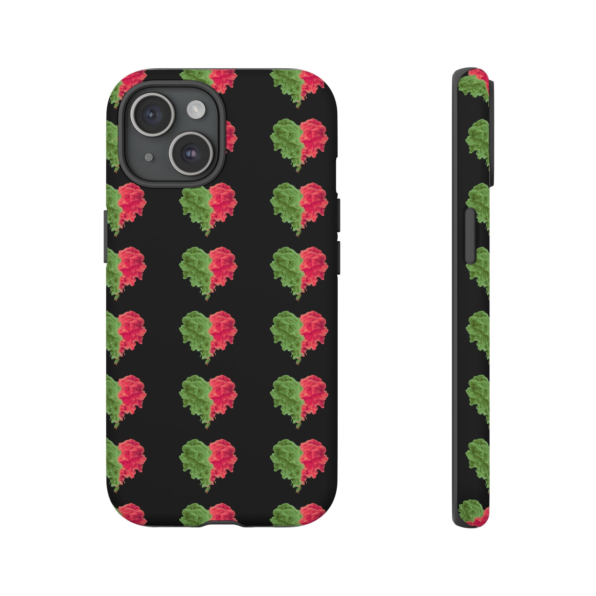 Ripped Heart Pattern Tough Phone Case — Floral Red & Green Heart Protection